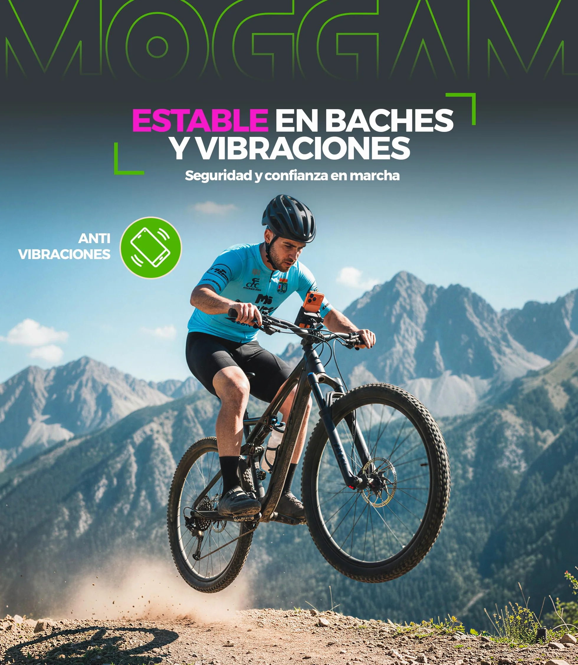 Soporte Móvil Ultra Resistente Antivibración para Bicicleta con Pinza de Aluminio Rotación 360° para Manillar MTB Smartphone