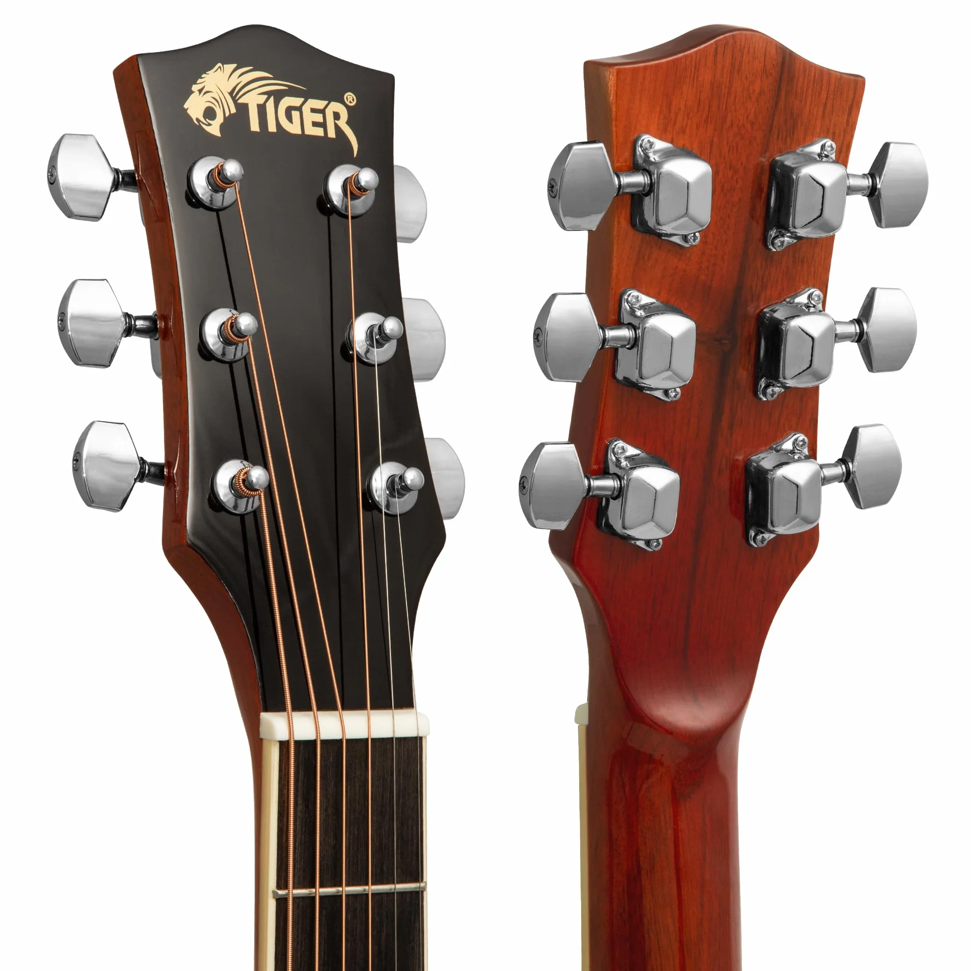 TIGER ACG1-NT34 Guitarra acústica de tamaño 3/4, guitarra acústica con cuerdas de acero para mayores de 9 años - Natural