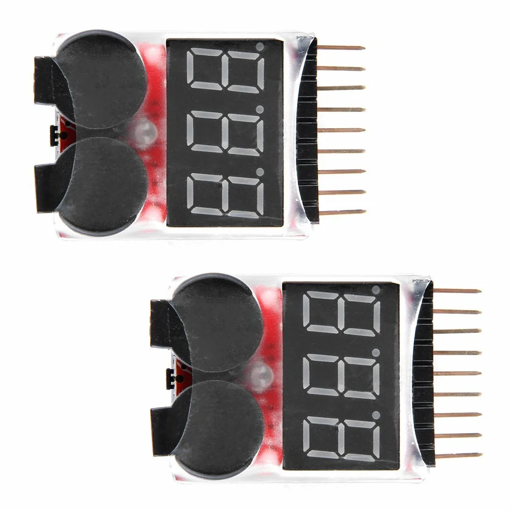 DollaTek 2PCS RC Lipo Batería Monitor de la alarma del probador Comprobador de bajo voltaje alarma del zumbador con indicador LED para 1-8 S Lipo LiFe LiMn Li-ion de la batería