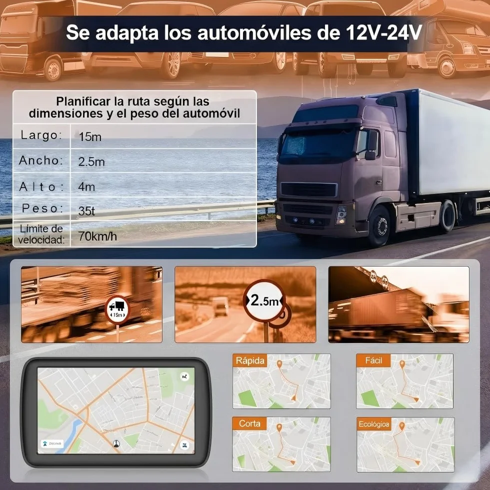 9 Pulgadas Navegador GPS para Camiones y Coches, con Bluetooth y Actualizaciones de Mapas de Europa para Toda la Vida