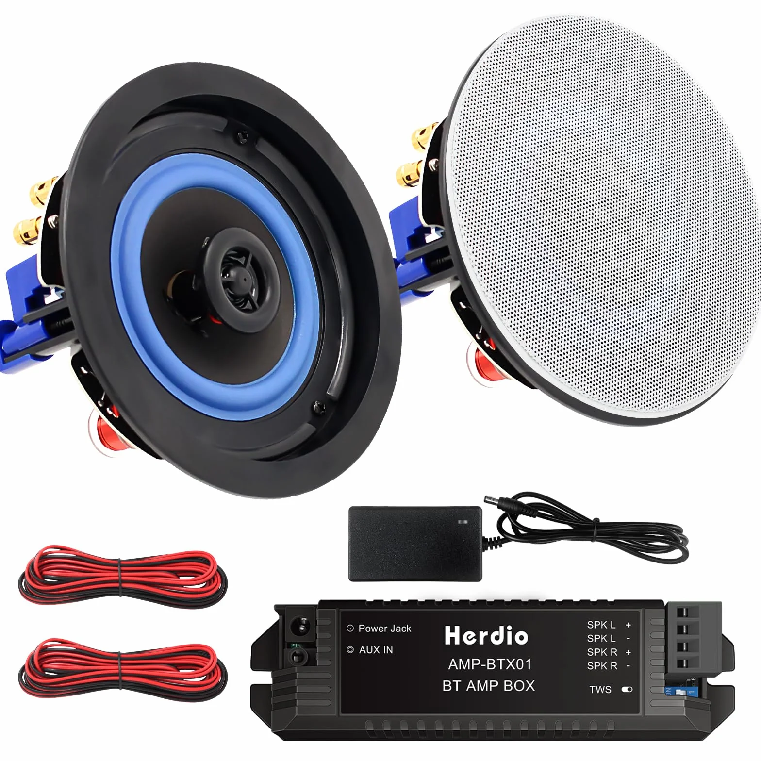 Herdio 4" Techo Altavoz Montado en la Pared Bluetooth Impermeable para Baño Cocina