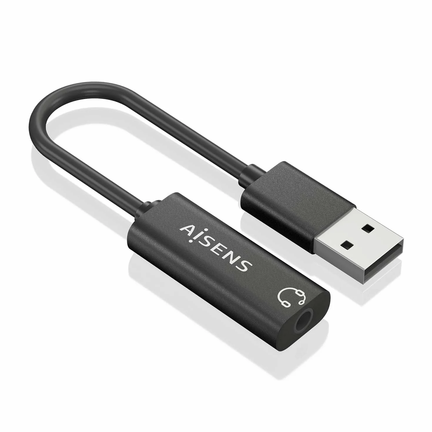 AISENS A106-0770 Conversor USB-A Audio 48kHz Jack 3.5mm Negro 10cm