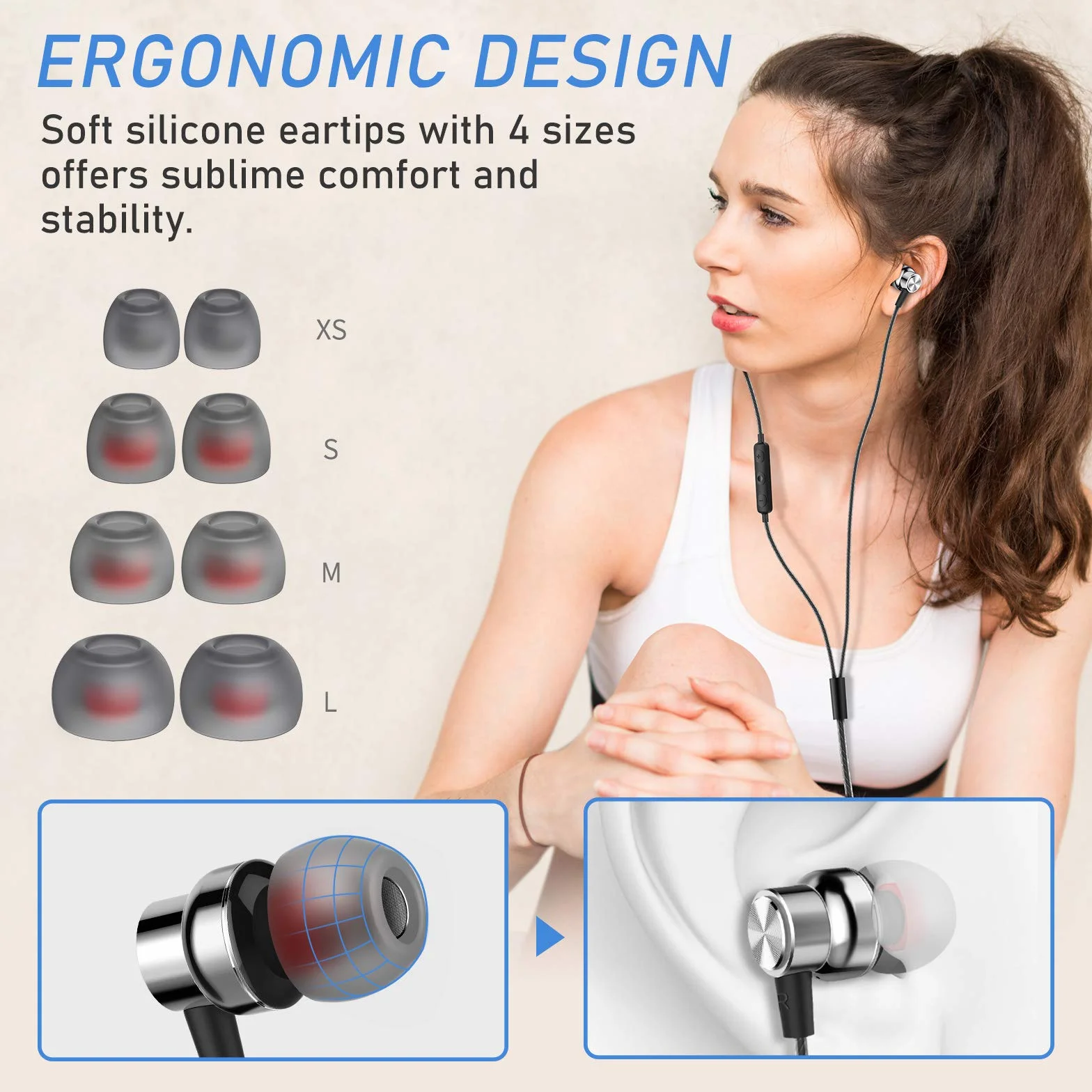Blukar Auriculares In Ear, Auriculares con Micrófono y Cable Cómodo | Reducción, Ruido Sonido Estéreo Control de Volumen, Todos los Dispositivos de Headphones de 3.5mm