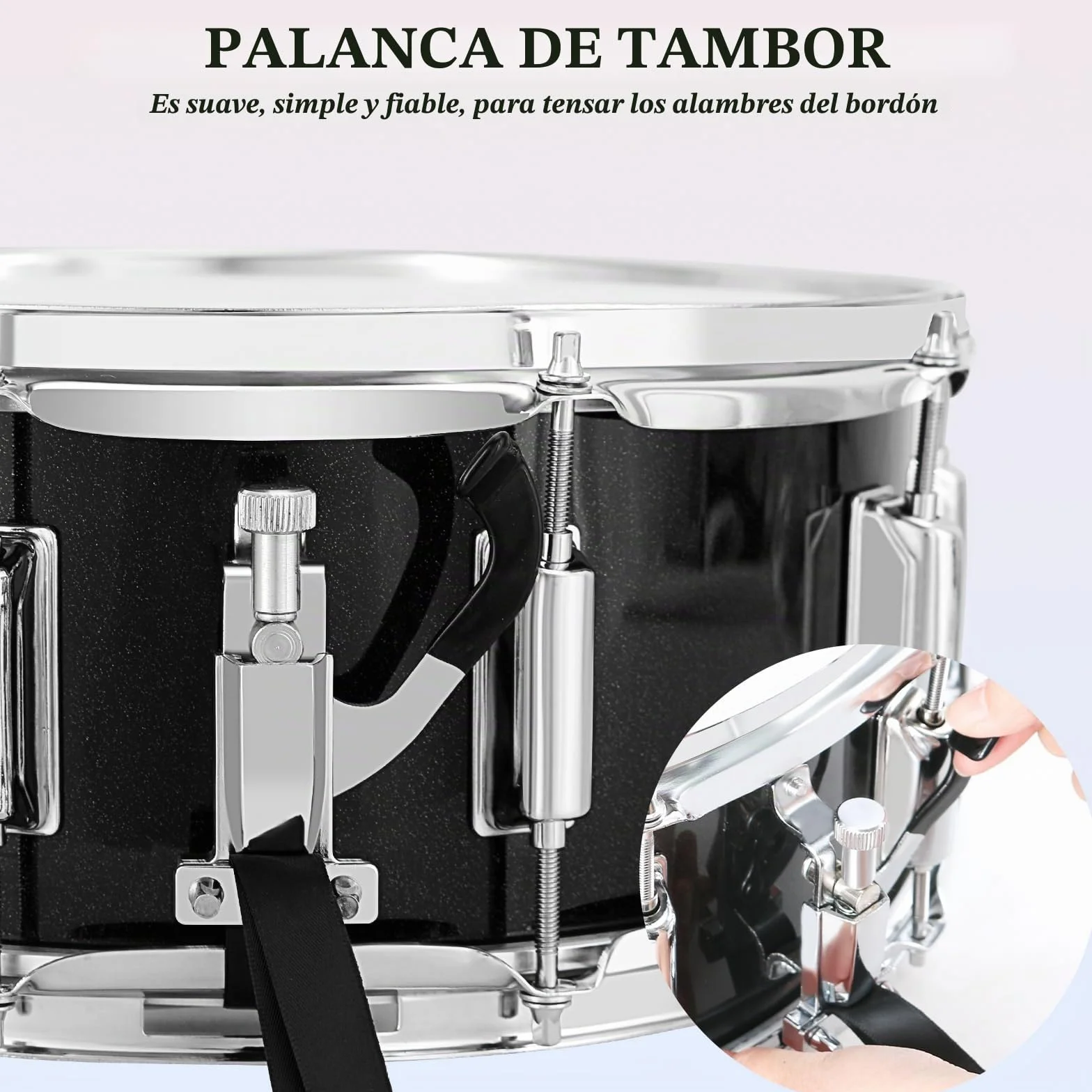 EASTROCK - Tambor de tambor (14×5.5 pulgadas) para estudiantes, principiantes con bolsa de concierto, palos, llaves de tambor y kit de almohadilla de práctica, color negro