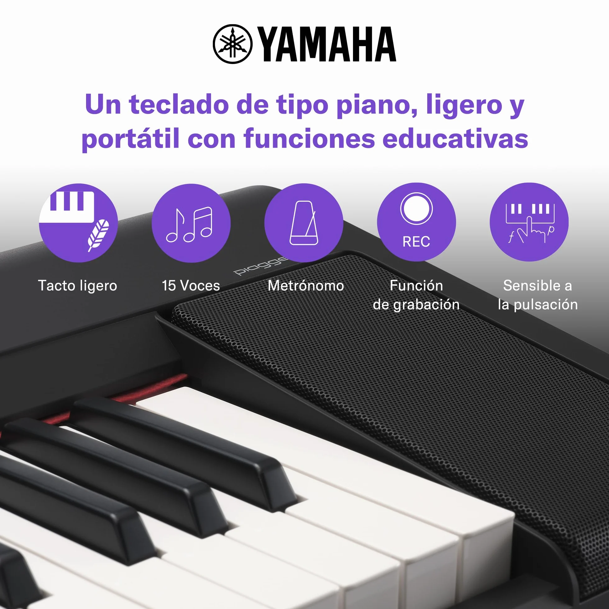 Yamaha NP-15 Piaggero - Teclado digital ligero y portátil, con 61 teclas sensibles a la pulsación y 15 voces de instrumentos