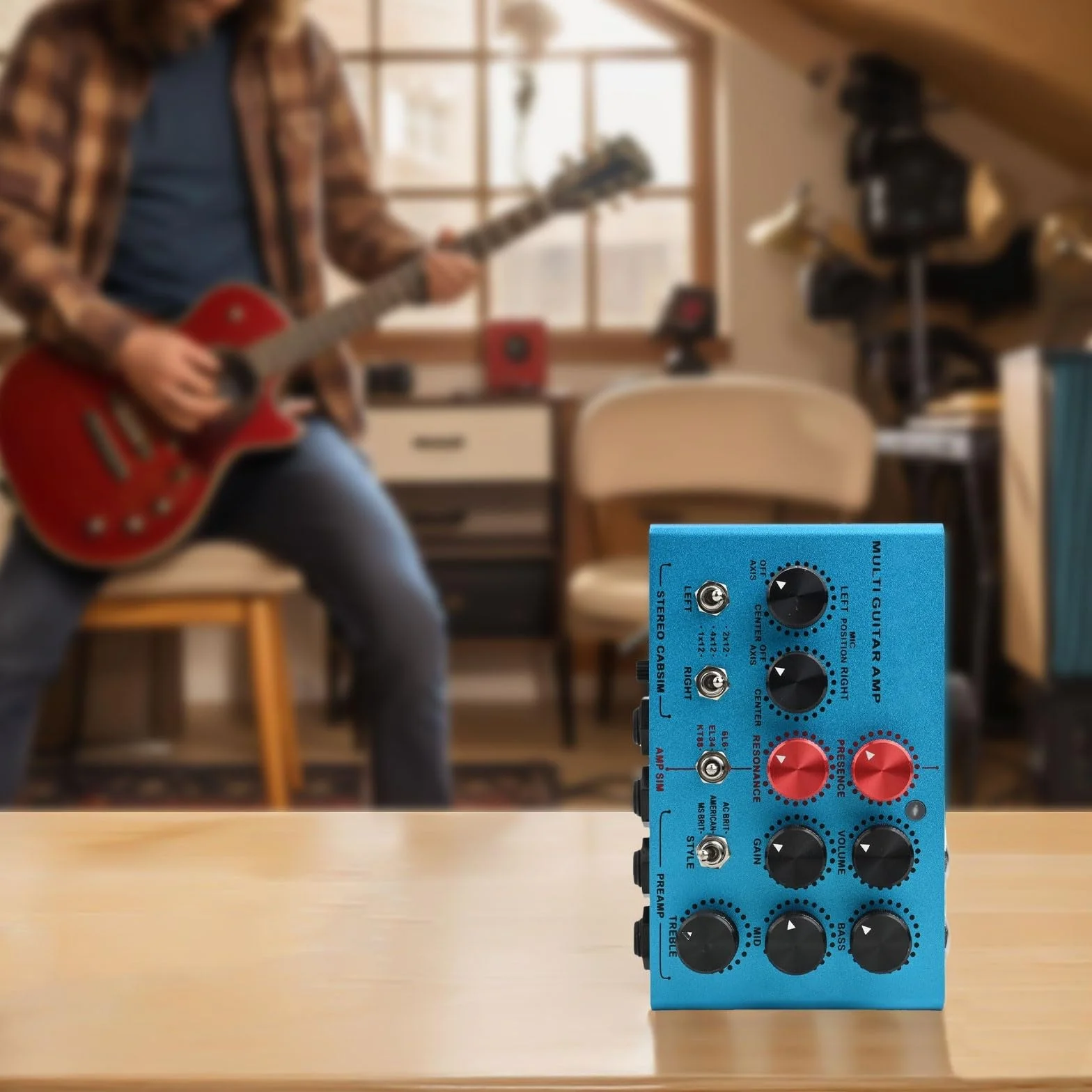 MOSKYAUDIO - Pedal de simulador de amplificador de guitarra, estación de bucle SIM de cabina estéreo con placa de procesador de múltiples efectos, caja de preamplificador de guitarra eléctrica con