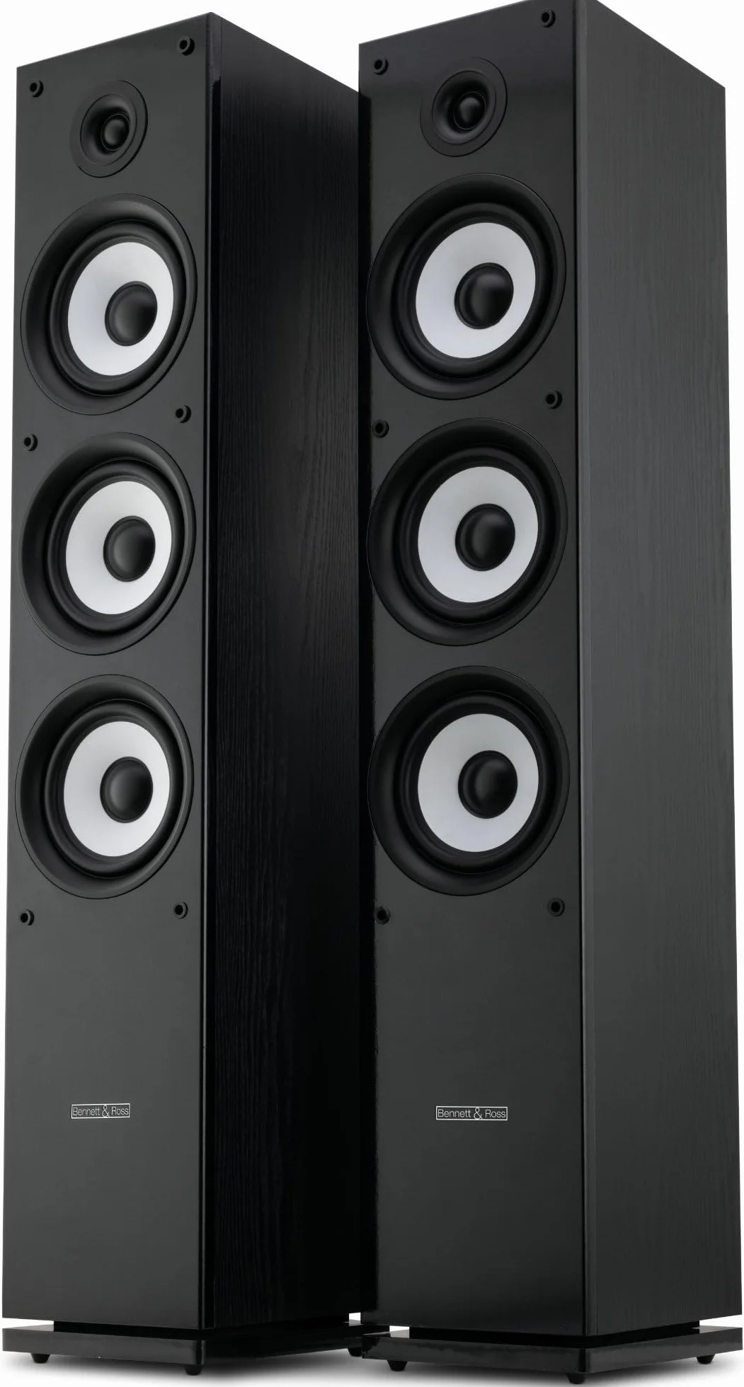 Bennett & Ross Ultrasphere Pareja De Altavoces HiFi De Pie De 3 Vías - 200W RMS - 2 x 6,5" Woofer - 6,5" Altavoz Medio - 1" Tweeter - Construcción Bassreflex - Acabado con Veta De Madera - Negro