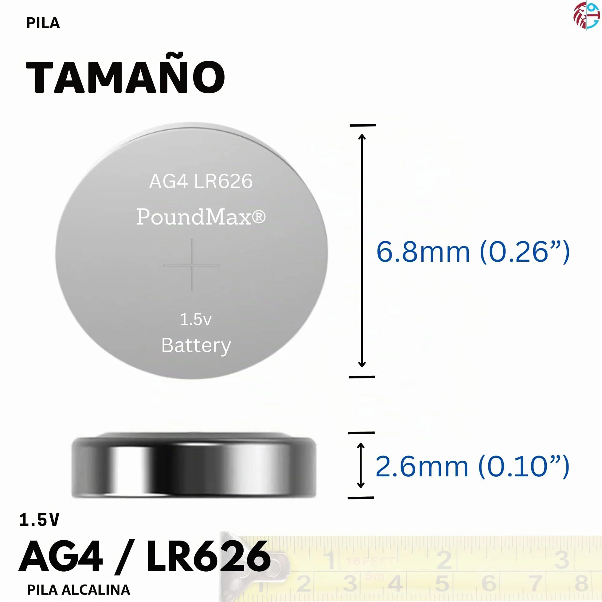 10 Pilas alcalinas AG4 376/377 LR66 SR626 SR626SW 1.5 V PoundMax