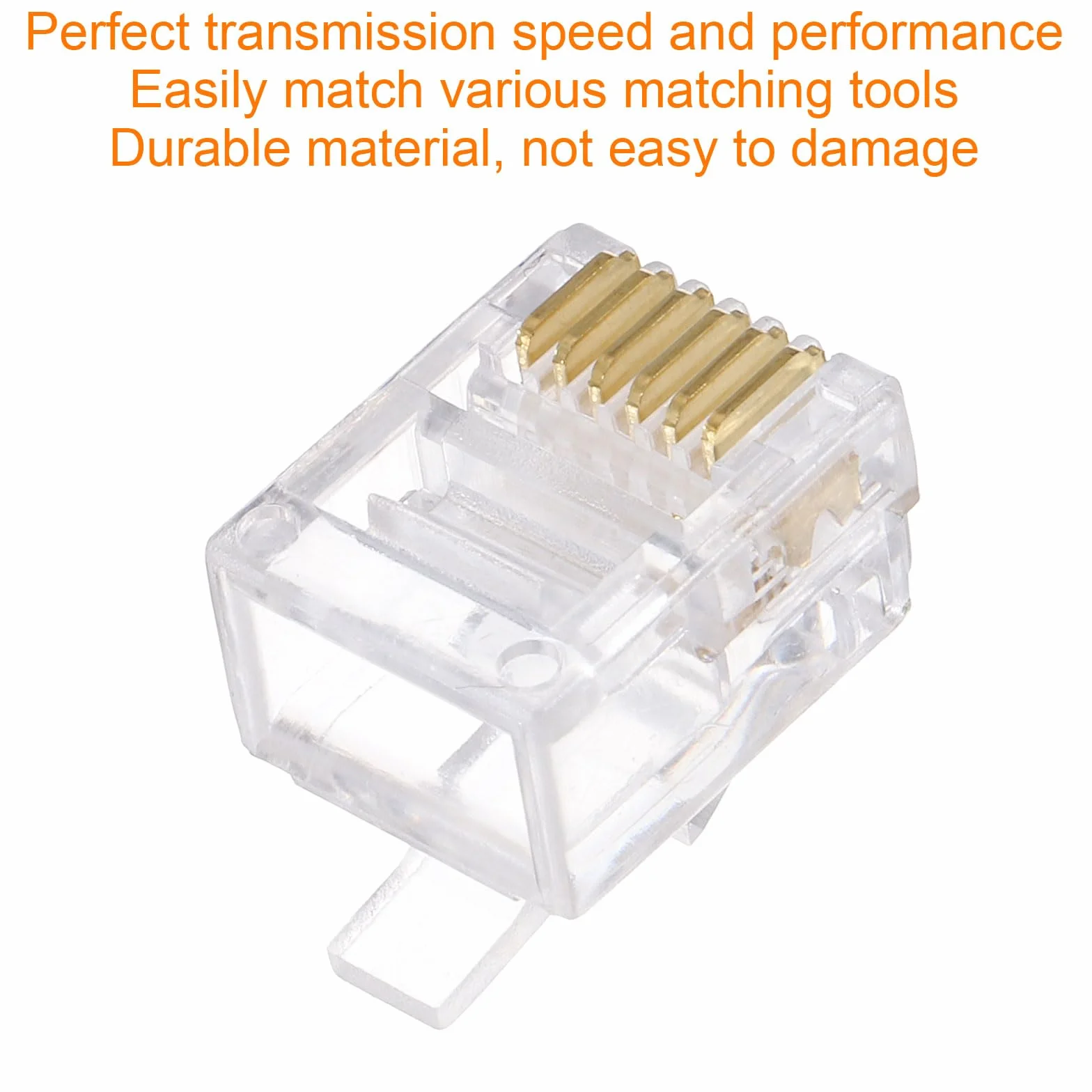 QUARKZMAN Conectores Macho RJ11 RJ12 Enchufe Modular Teléfono Núcleo Cobre 6P6C Transparente 20 Unidades