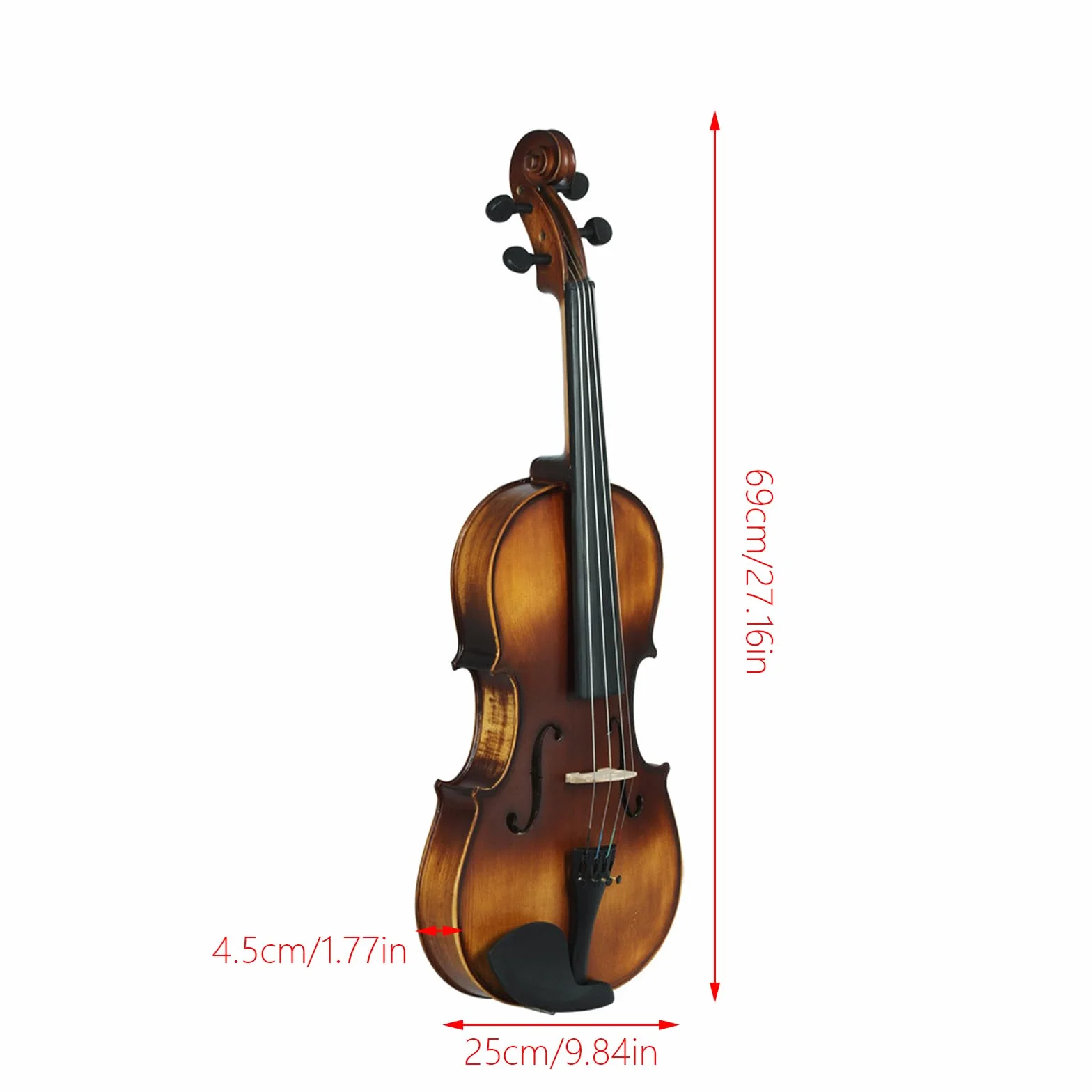 Viola de madera pulida a mano con lazos profesional 4/4 vintage mate para práctica y actuaciones