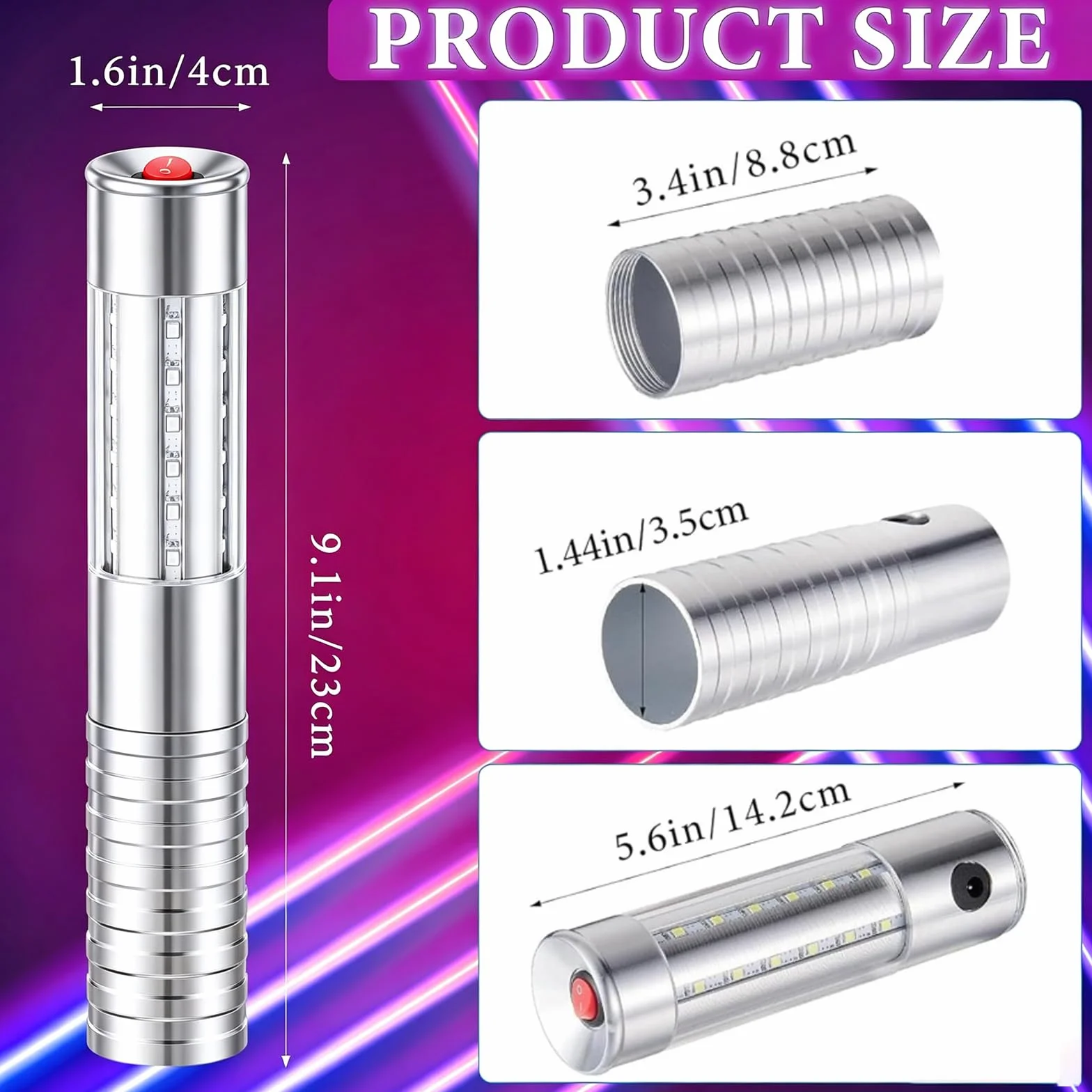 4Pcs Bengalas LED estroboscópicas para servicio de botellas, luz recargable, luz de mano, lámpara luminosa LED fluorescente para discotecas, karaoke, bodas, fiestas, suministros de actividades (Plata)