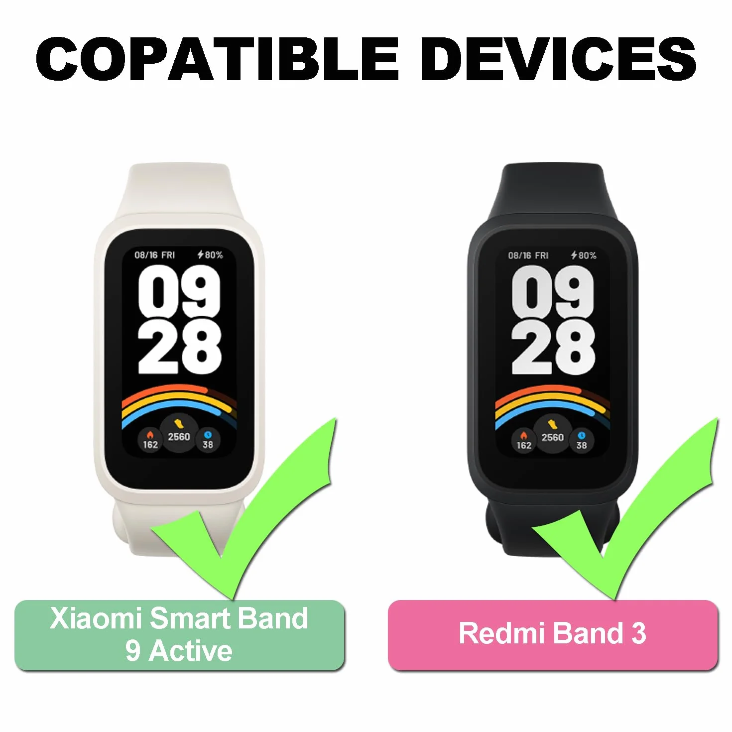Correas de Repuesto Compatibles con Xiaomi Smart Band 9 Active y Redmi Band 3, Deportivas Transpirables con Liberación Rápida