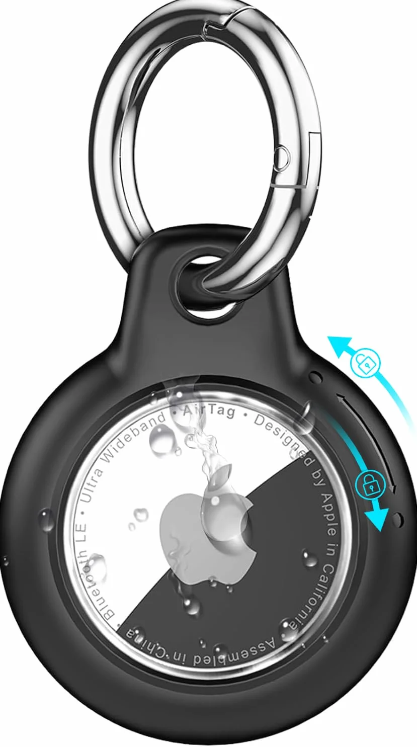 Waterproof for Apple Airtag Holder Case with Lock, Airtag Pendant Key Ring Case with Keychain for Luggage/Bicycles/Pets
