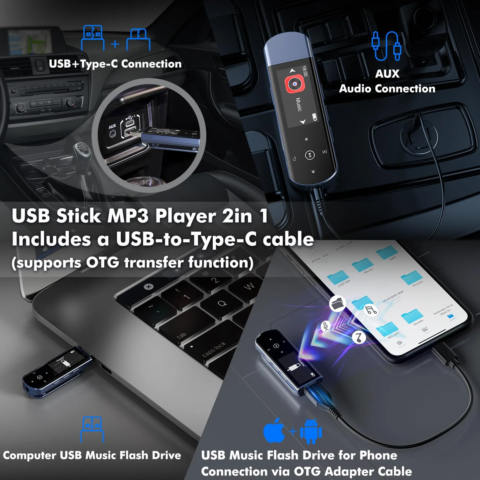 Reproductor MP3 Bluetooth 5.3 64GB Clip Deportivo Radio FM Grabadora Voz