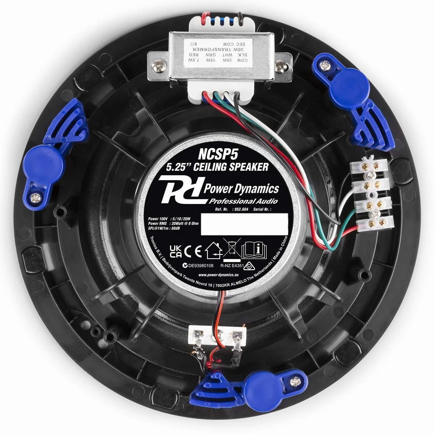 Power Dynamics NCSP5 Altavoz de Techo 100V 5,25 Pulgadas 20W 8 Ohmios Rejilla Metálica