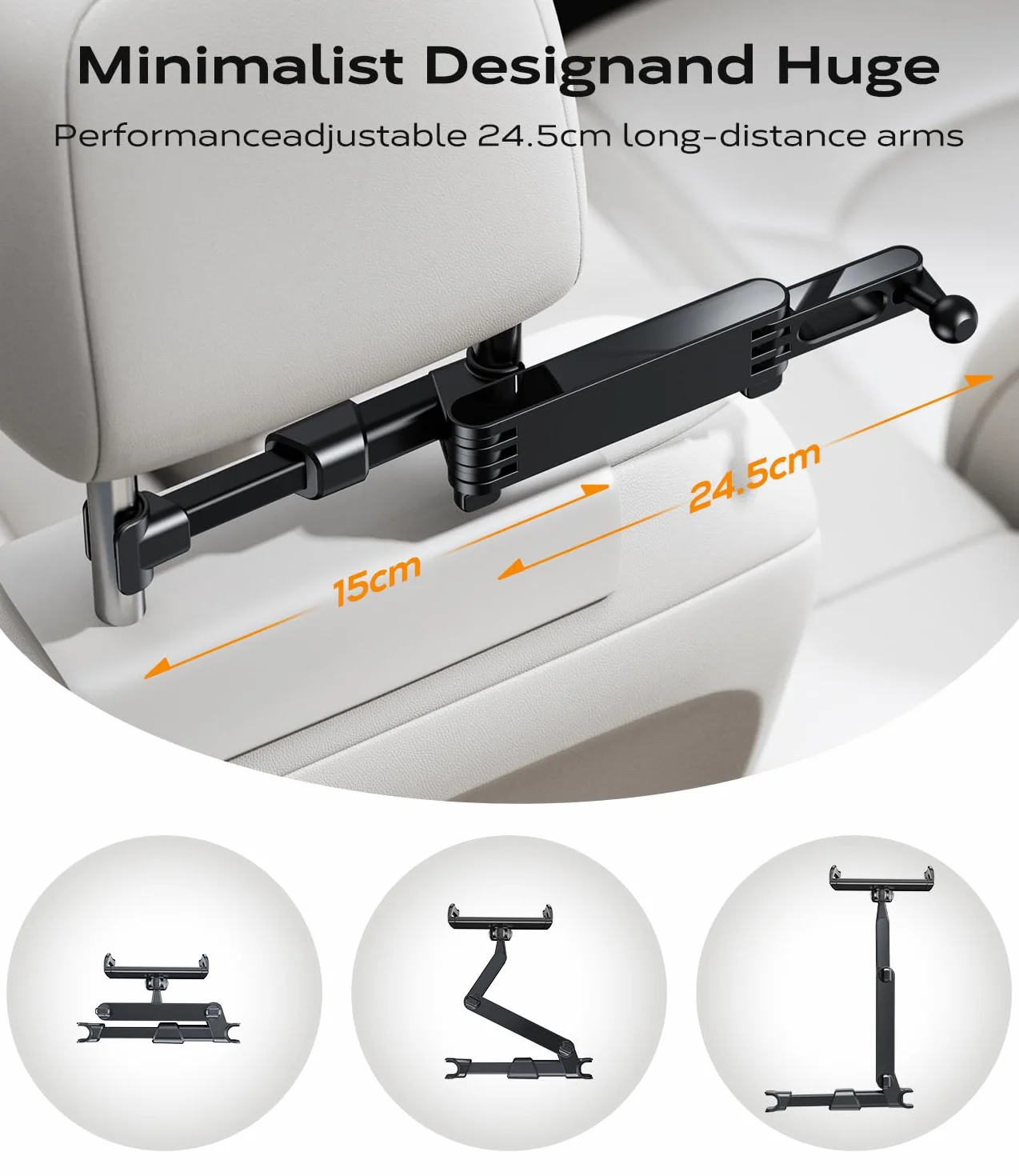 AHK Soporte Tablet Coche, Tablet para Coche Reposacabezas con Apoyo 360 Rotación para 4,4-11 Pulgadas iPad, iPhone, Galaxy Tab, Huawei Mediapad, Switch et d'autres Smartphones