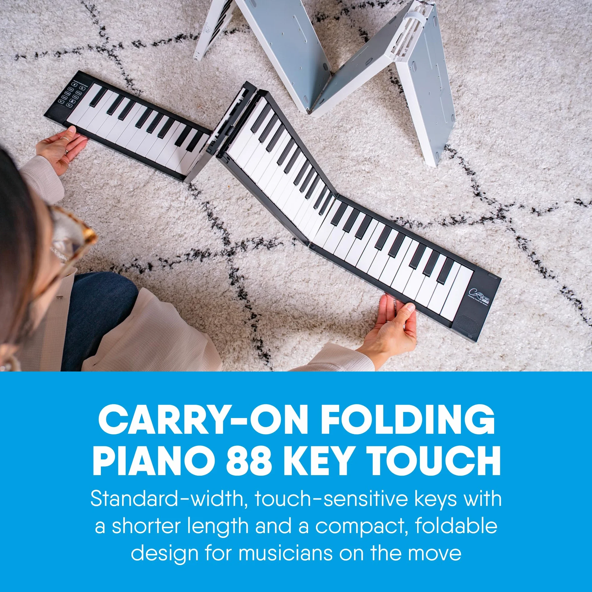 Blackstar BA215011 Carry-on FP-88 - Piano digital plegable portátil con 88 teclas táctiles, color negro, portátil, plegable, controlador MIDI USB con batería recargable