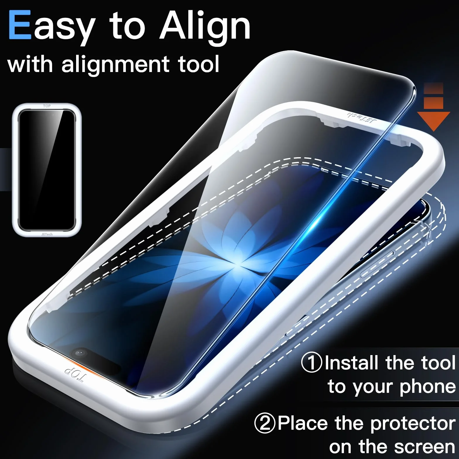 JETech Protector Pantalla para iPhone 17 6,3 Pulgadas, Cristal Vidrio Templado con Marco de Instalación Fácil, 9H Dureza, Amigable para Funda, 3 Unidades