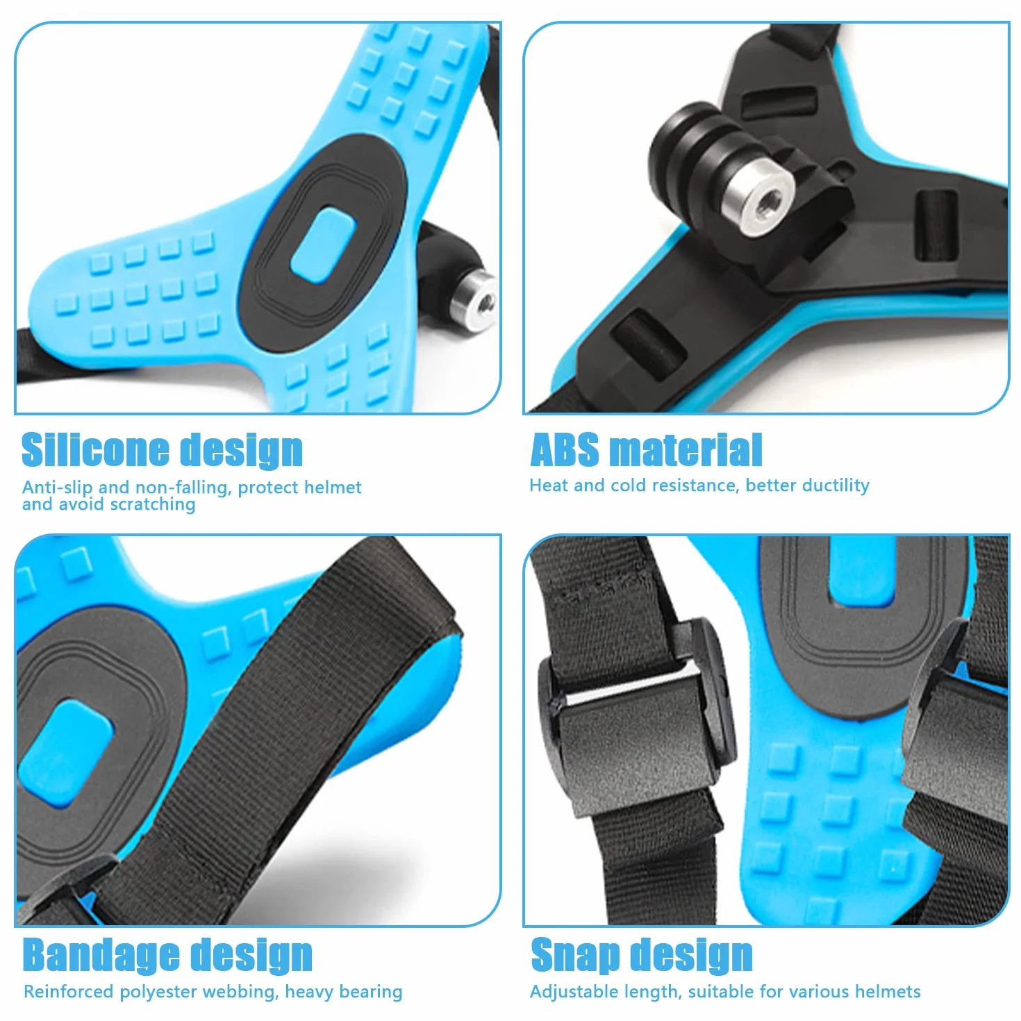 Soporte para Casco de Motocicleta, Soporte de Correa para Casco de Motocicleta, Ajustable, Soporte Camara Casco Moto Compatible con GoPro y la Mayoría de Cámaras de Acción