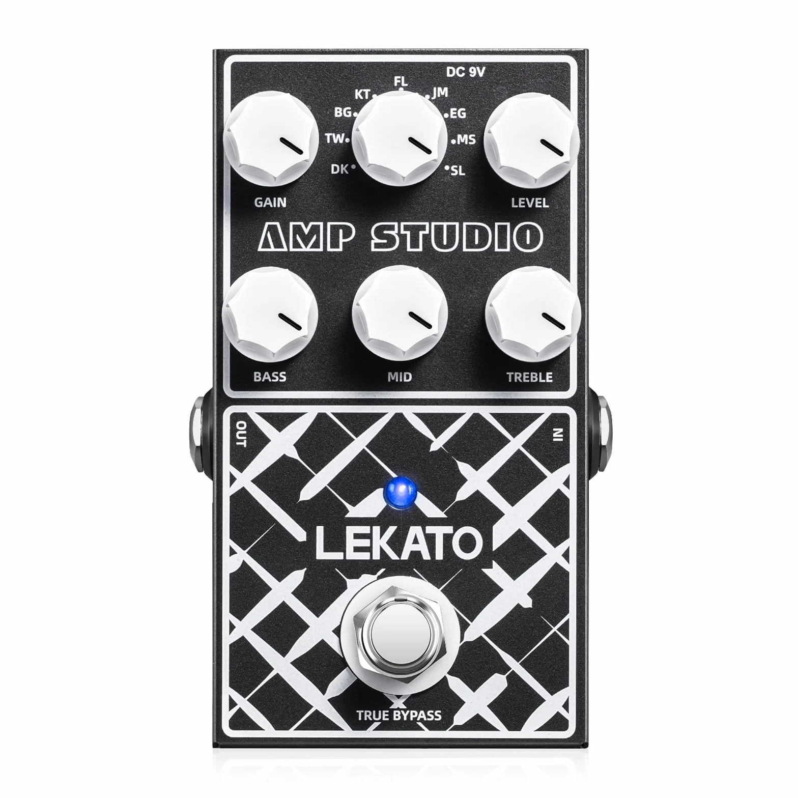 LEKATO Pedal de preamplificador, pedal de efectos de guitarra digital, 9 modelos de preamplificador con ecualizador de 3 bandas para guitarra eléctrica