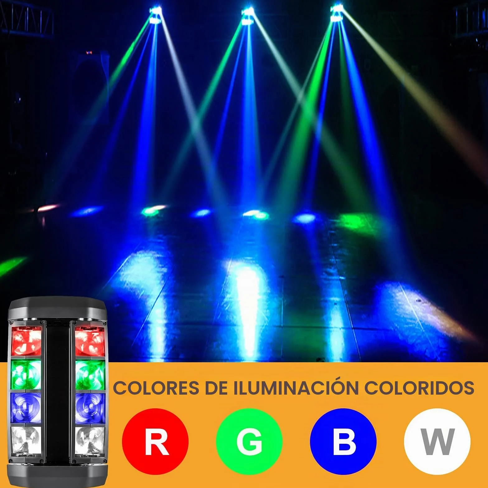 ZKYMZL Spider Moving Head Light LED Beam DJ Lights RGBW Sound Activated and DMX512 Control for Party Pub Disco Show Wedding Event Stage Lighting.