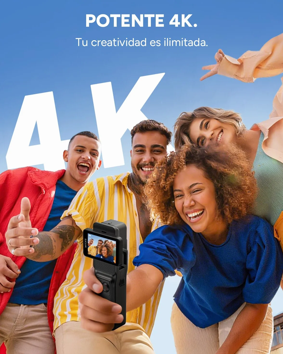 SJCAM C400 Cámara Acción 4K Paquete Vlog 64G 2.29" Pantalla Táctil 7 Horas Autonomía Impermeable Estabilización 6 Ejes Negro