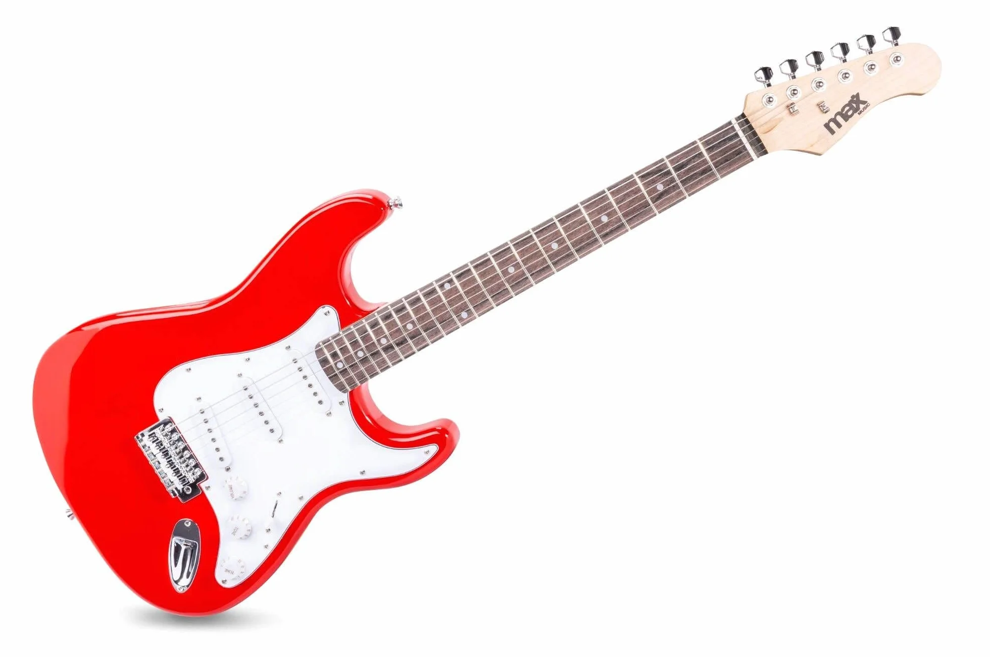 MAX GigKit kit de guitarra eléctrica, soporte de guitarra, amplificador de guitarra de 40W, afinador de guitarra, funda de guitarra, cable de instrumento, correa de guitarra y mas accesorios - Rojo