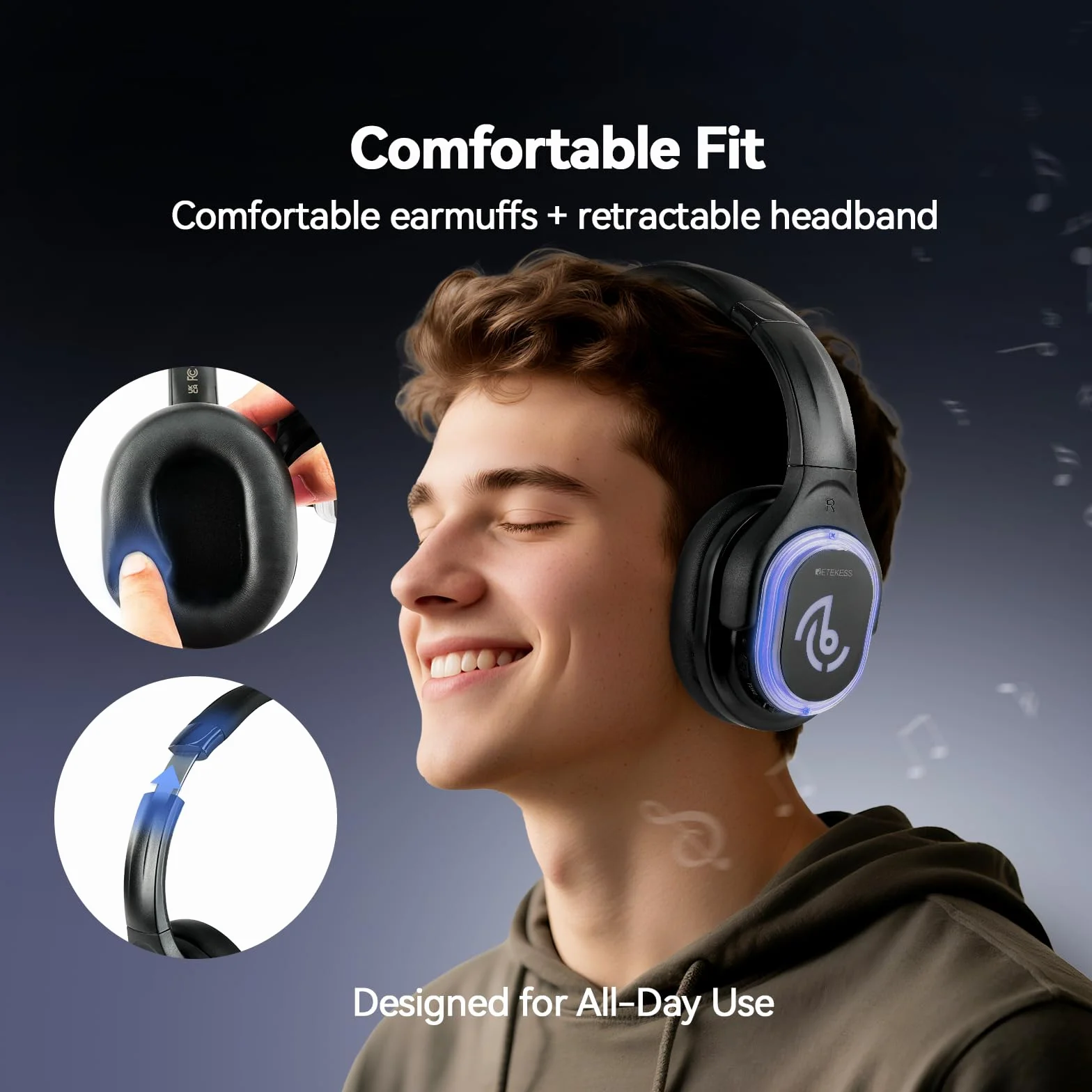 Retekess TA004 Auriculares Silent Disco, Silenciosos de Discoteca para Fiestas de Baile por Noche, Auriculares con Receptor de Audio para Familia, Fiestas de Baile por Noche