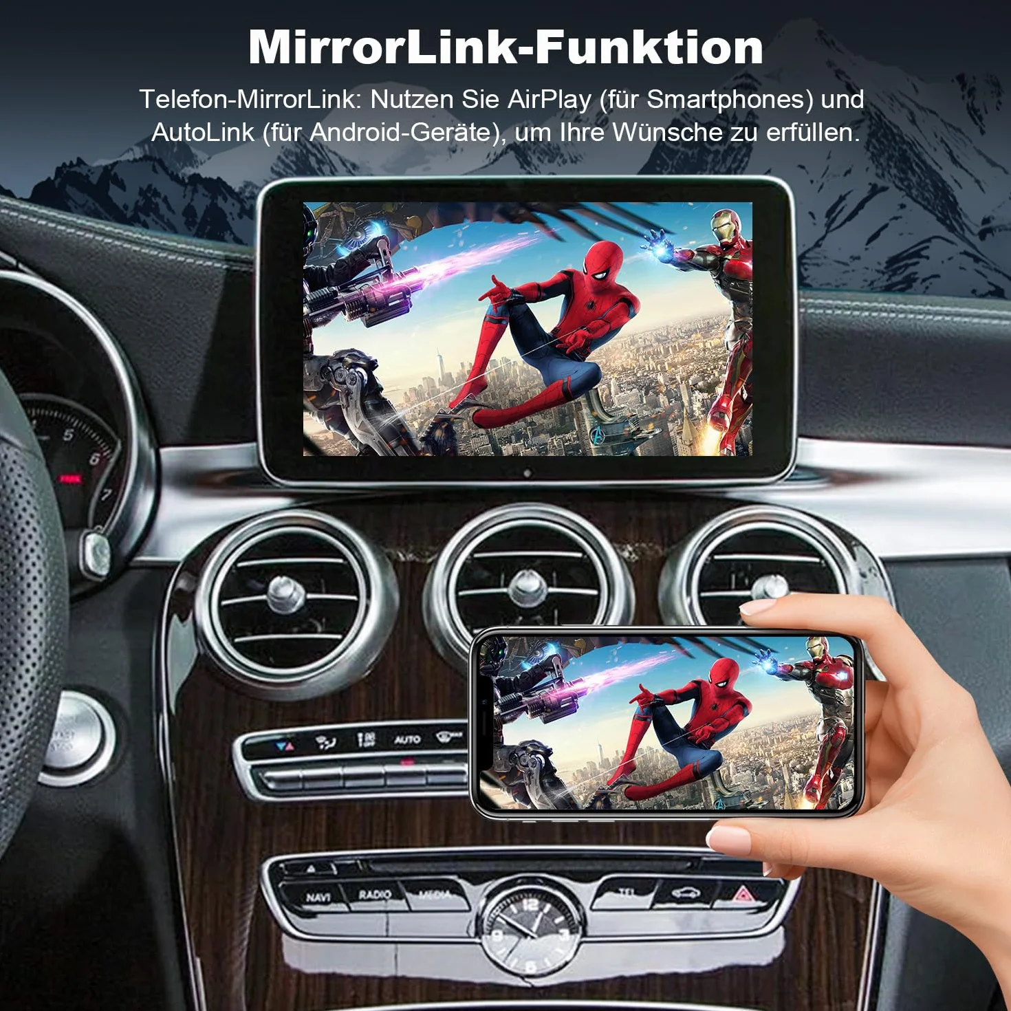 Kit de modificación de coche inalámbrico CarPlay/Android módulo decodificador para Mercedes-Benz NTG5.0 B, C, GLC, CLA, Clase GL W205 (2015-2018), compatible con cámara de visión trasera