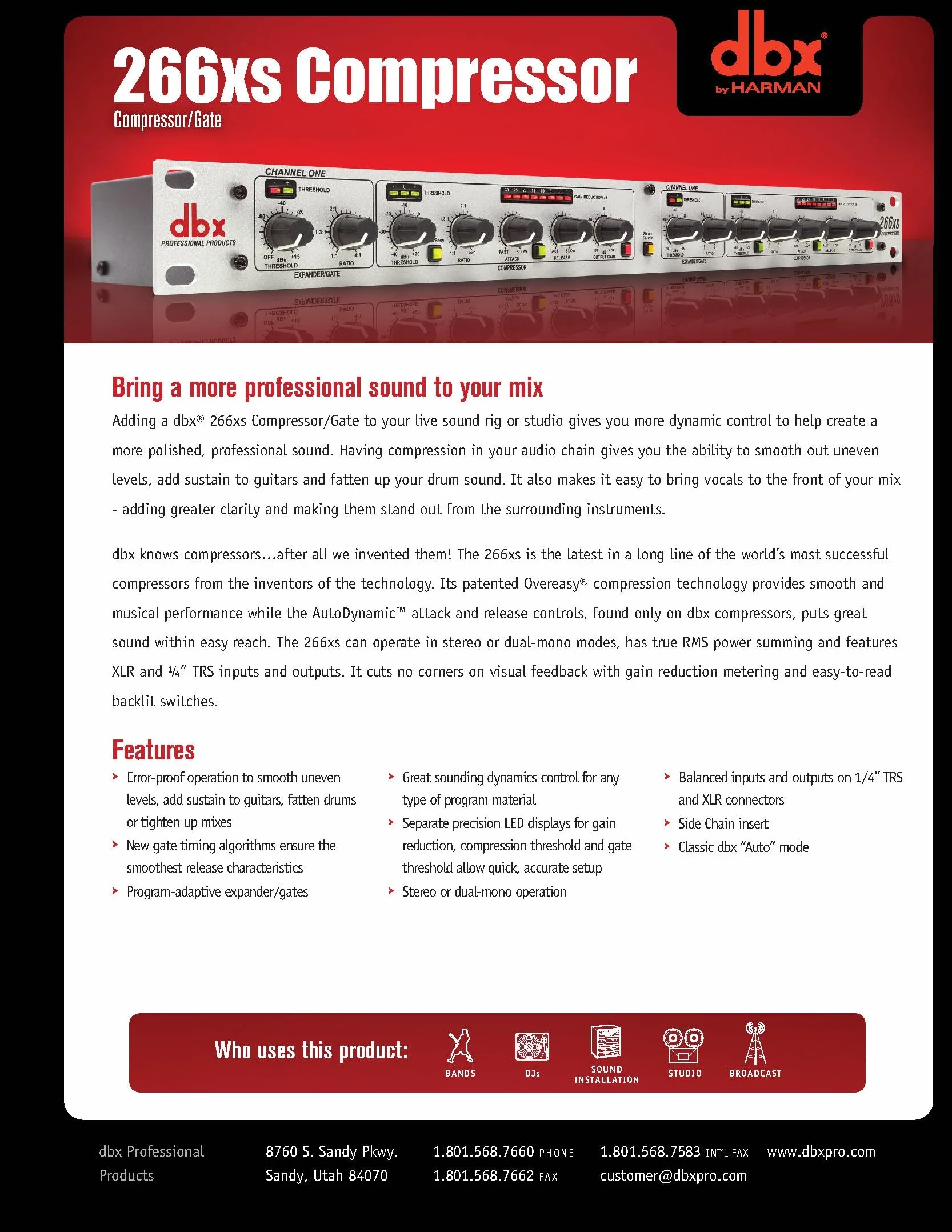 Procesador Dinámico dbx DX 266XS Compresor Expansor