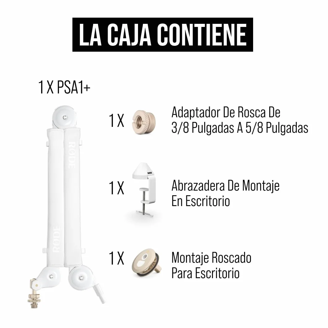 Brazo de estudio profesional RØDE PSA1+ con amortiguación de resorte y gestión de cables (Blanco)