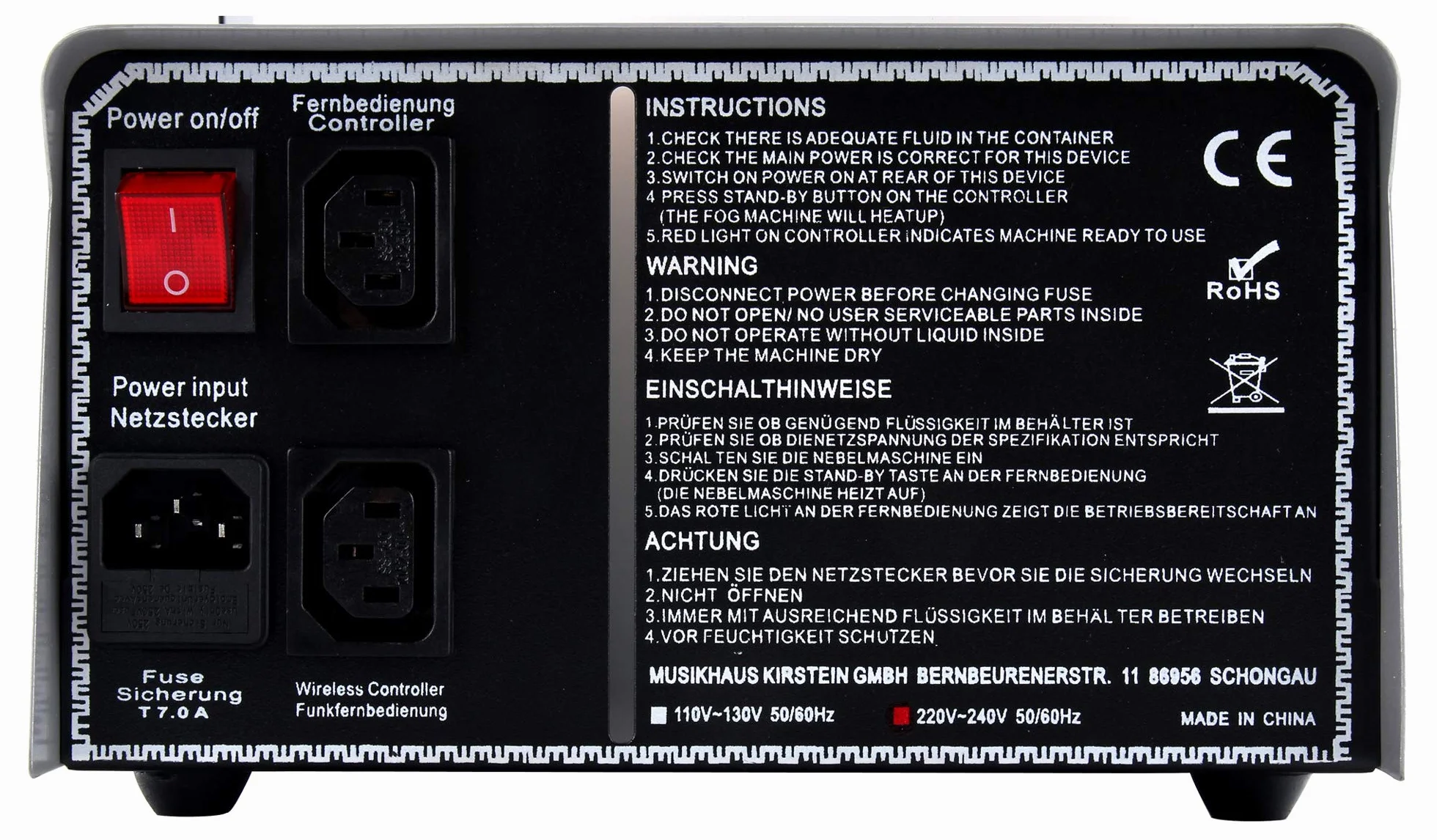 Showlite SN-1200 Set de Máquina de Humo (1200 vatios, 350m³ de salida de humo/min, 7 min de calentamiento, mando por cable y por radio, 5 L de líquido para humo)