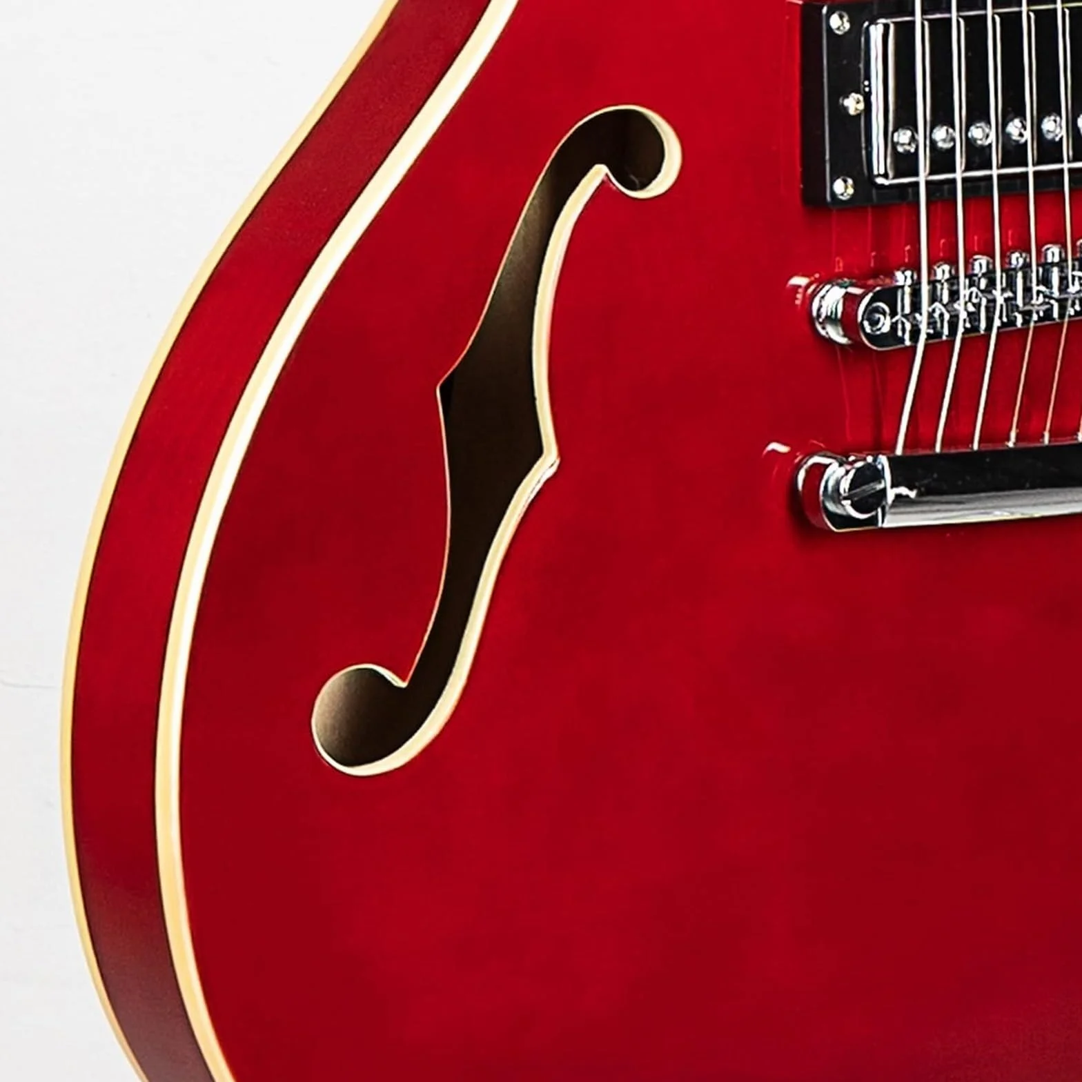 Guitarra Eléctrica De Escala Completa Cuerpo Semi Hueco Con Trastes De Acero Inoxidable(Red)