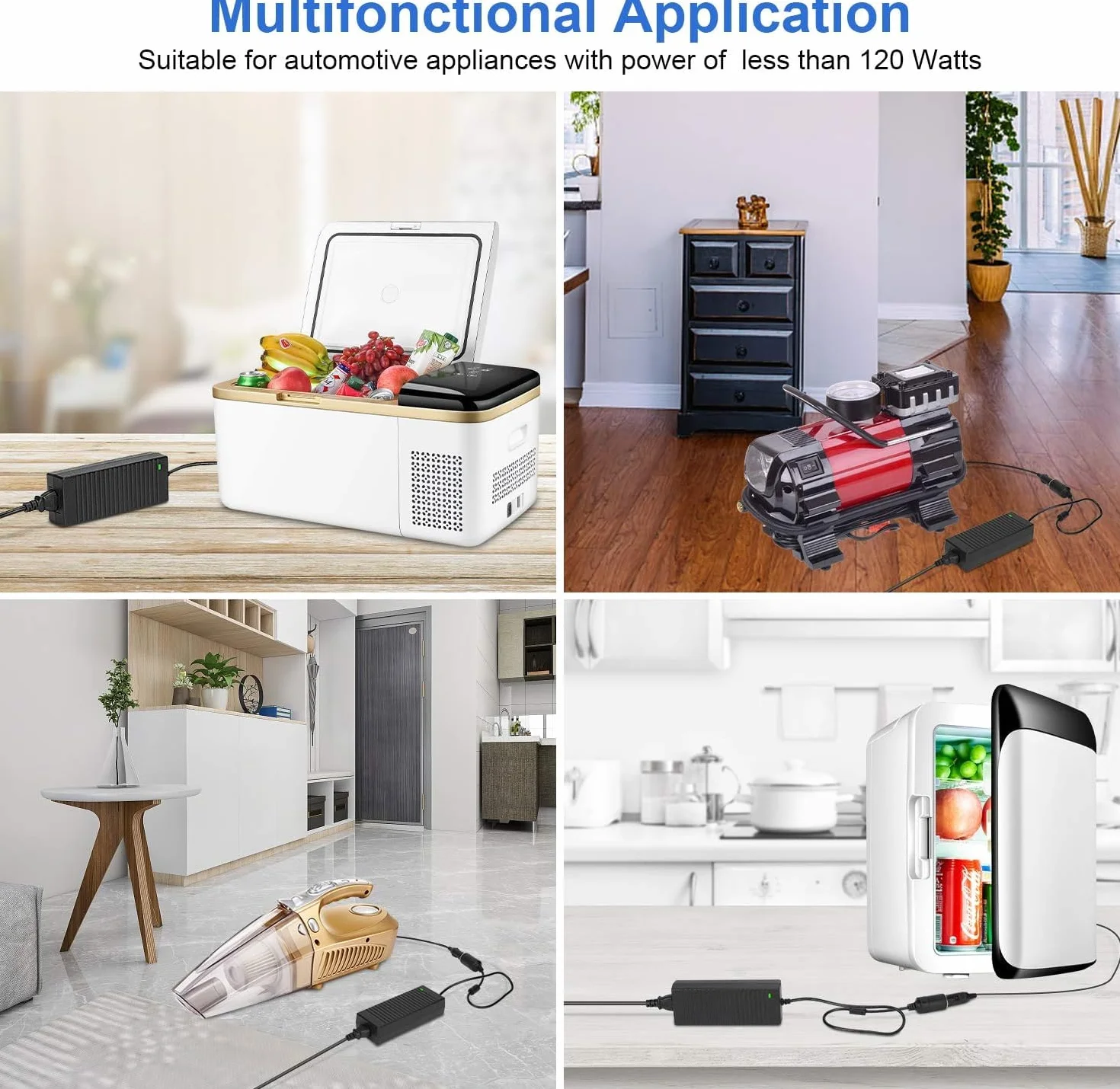 Convertidor transformador adaptador de alimentación cargador CA 220 V a DC 12 V 10 A 120 W encendedor de cigarrillos para nevera eléctrica Mini compresor de aire para aspiradora de mano Mini nevera