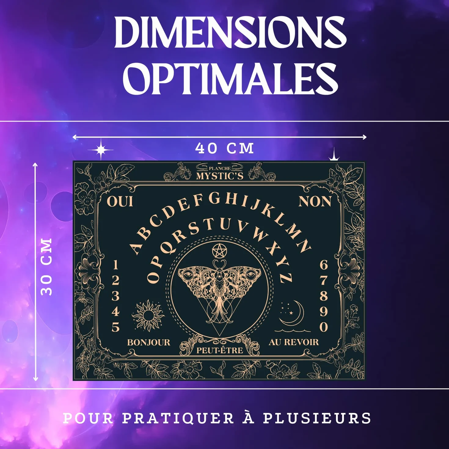 Majestic's Tabla Ouija - 40 cm x 30 cm (Incluye planchette) - Adulto - Interior - Madera - Sin pilas - Tamaño ideal para muchos - Protección grabada - Satisfacción garantizada