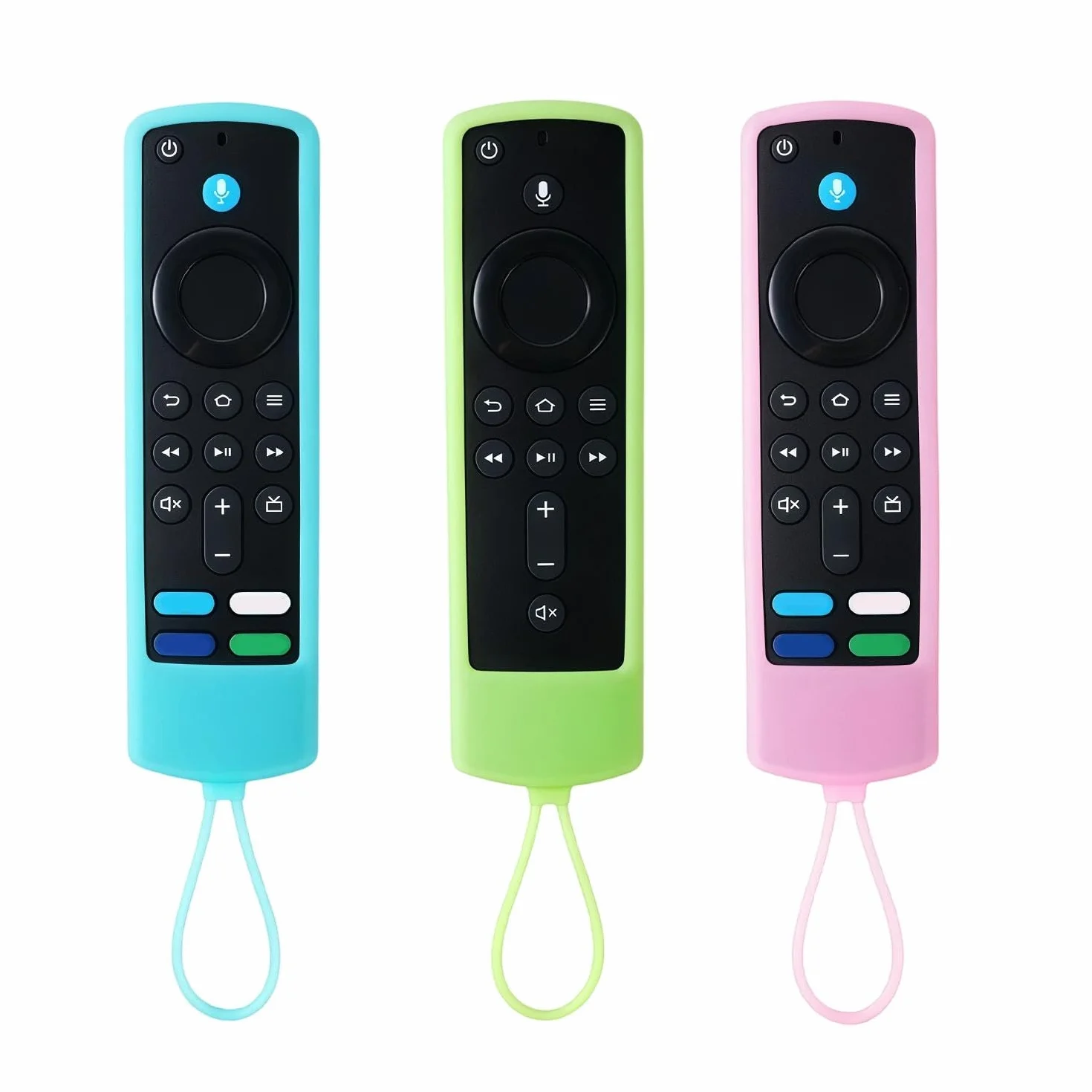 Funda Protectora De Control Remoto De TV De 3 Piezas, Silicona Luminosa con Cordón, Universal Anticaídas Y Antideslizantes