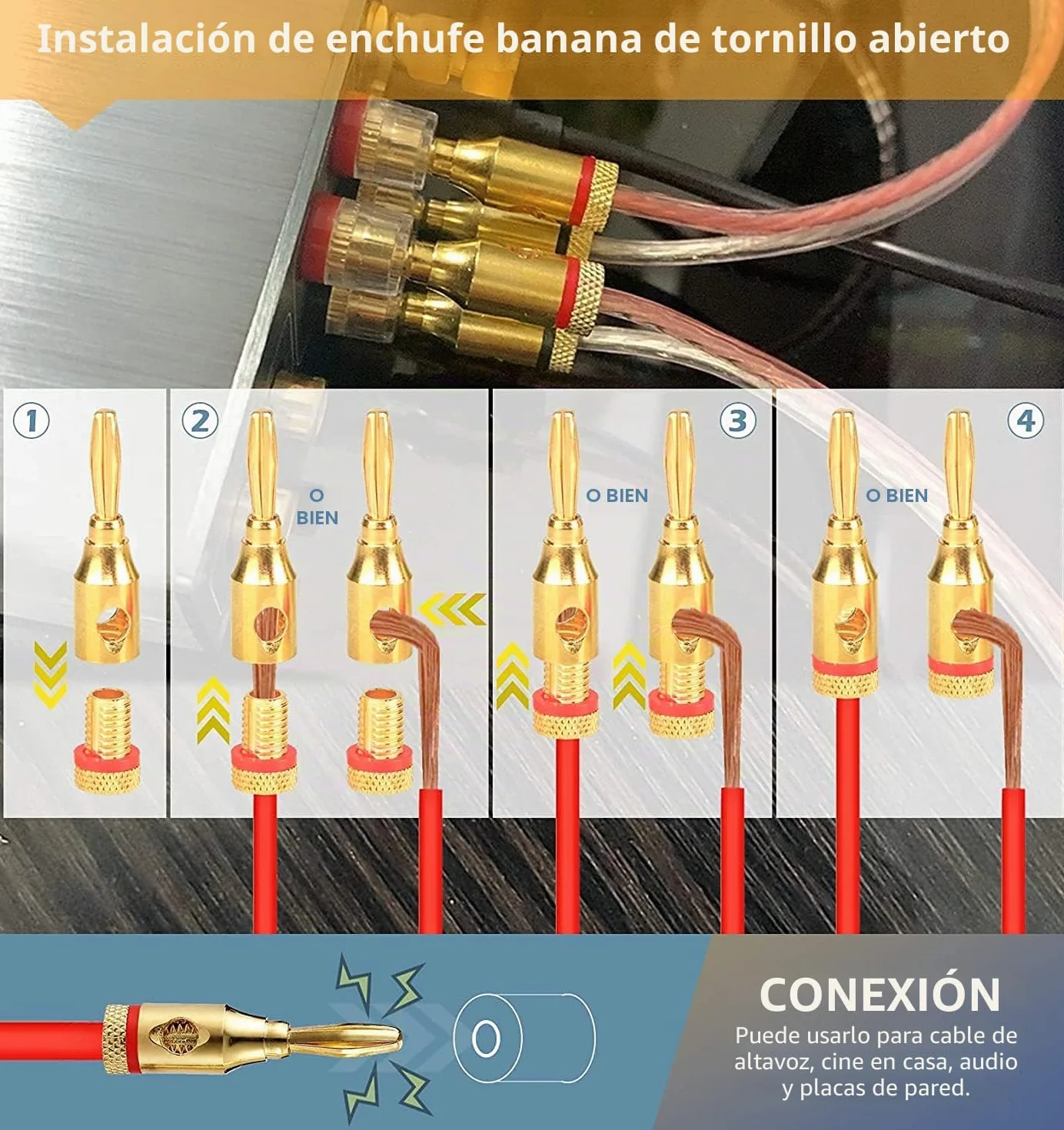10 Piezas Conectores de Banana para Altavoz 4 mm