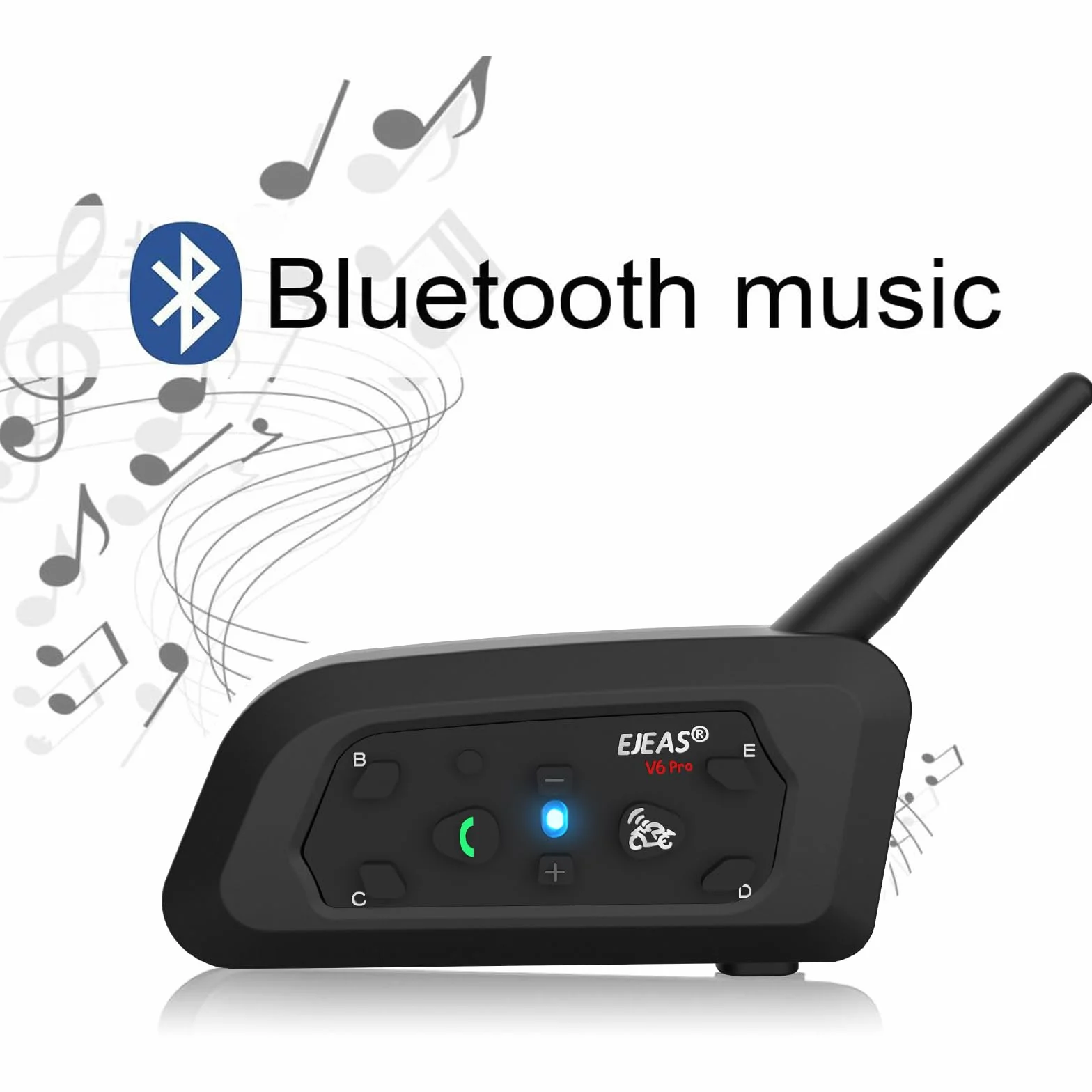 Ejeas V6 Pro Intercomunicador Bluetooth para Motocicletas, Gama Comunicación Intercom de 1200m, intercomunicador Casco Moto, Impermeabilidad, Intercomunicacion Entre 6 Motociclistas