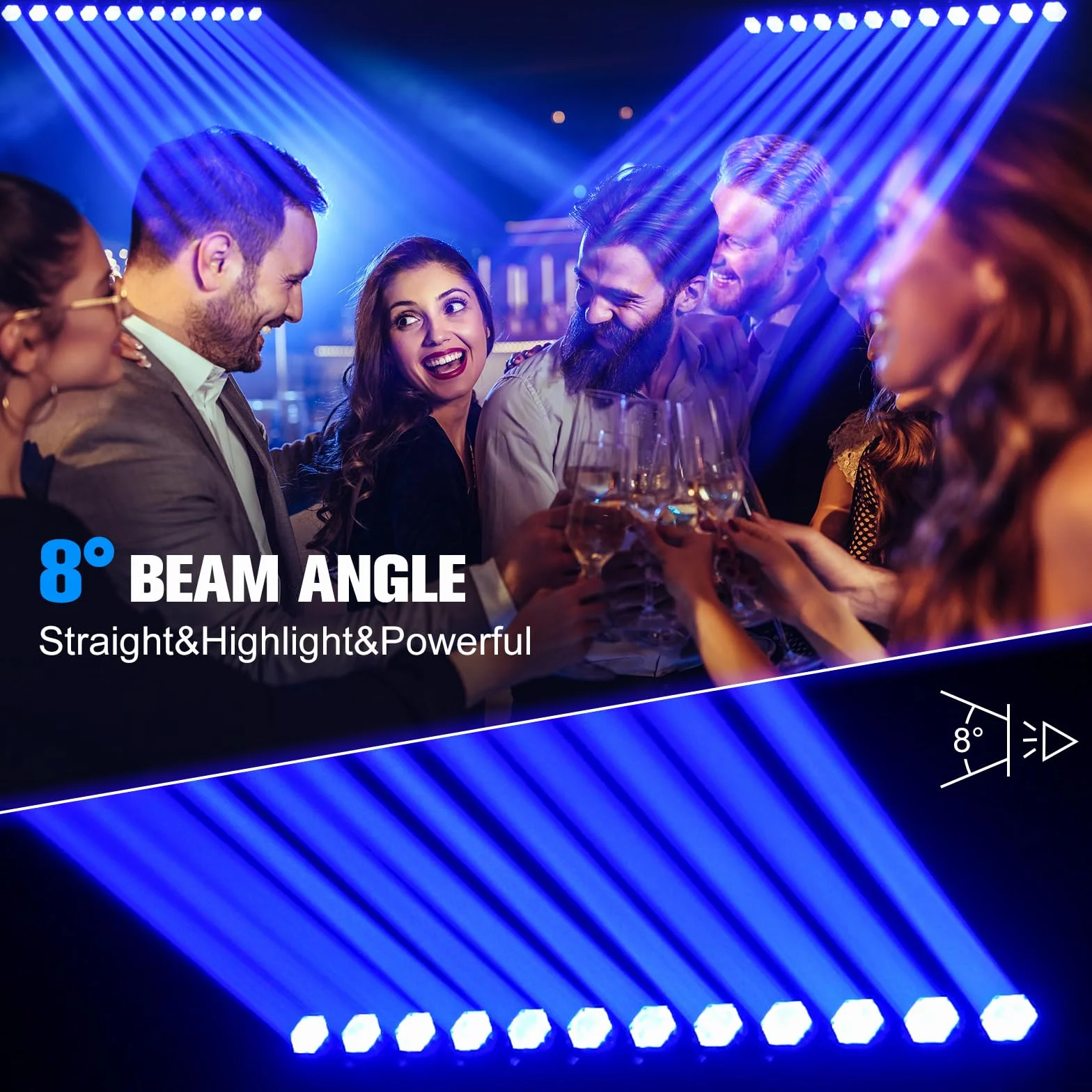 12x20W RGBW LED Cabeza Movil Haz Wallwasher Luz, d-mx512(7/11/55CH)/Control Activo de Sonido Eje Y 180° Barra de Luz Profesional para Escenario Discoteca Fiesta Concierto