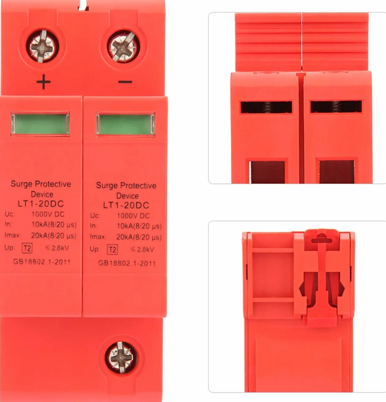 DEWIN Dispositivo Descargador, DC 1000V Dispositivo Descargador de Bajo Voltaje de Protección contra Sobretensiones Domésticas 2P 10KA~20KA