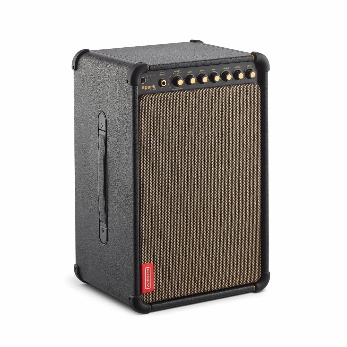 Positive Grid Spark LIVE, amplificador inteligente para guitarra, sistema de sonido PA de varios canales y altavoz Bluetooth todo en uno para guitarra, bajo, voz, teclados y más.