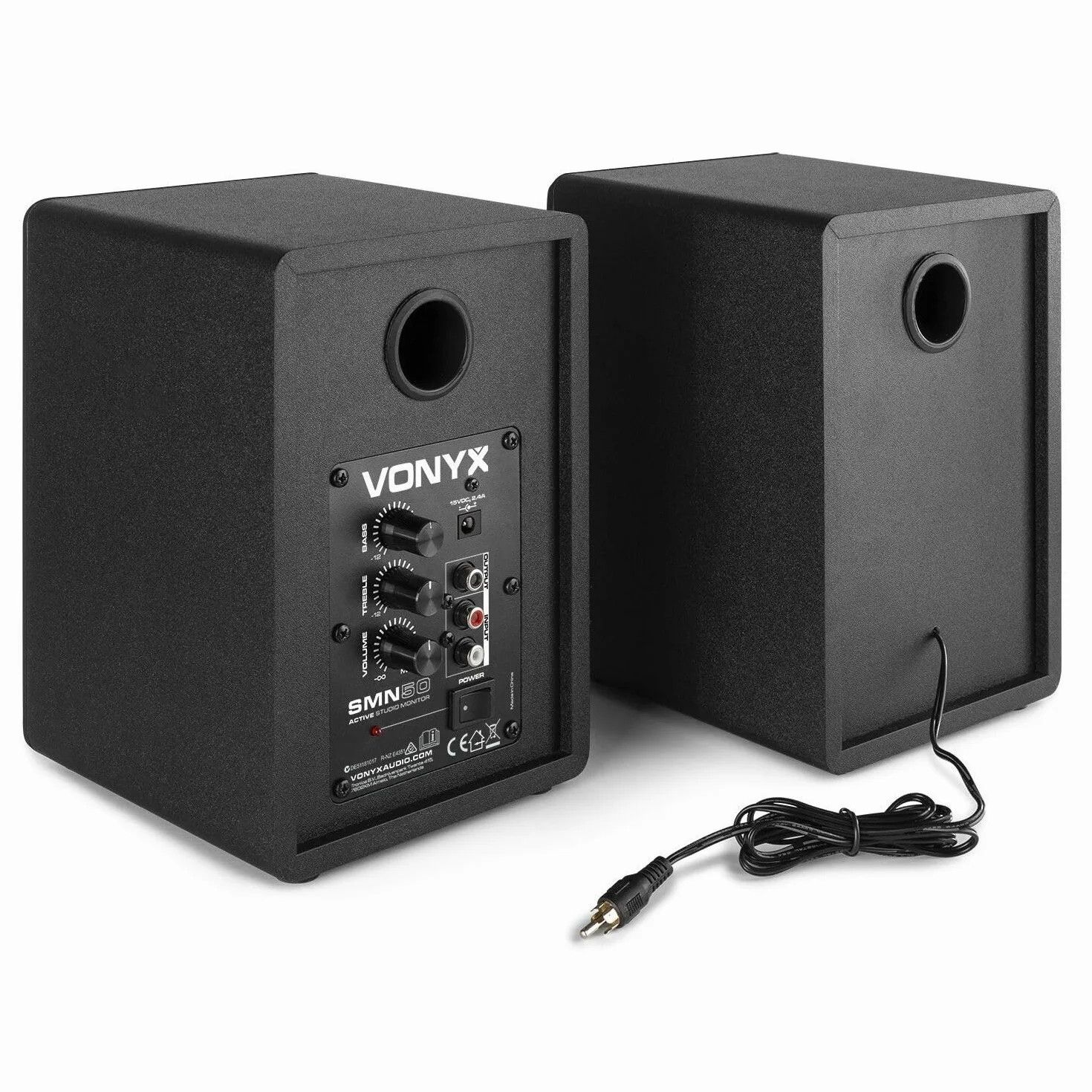 Vonyx SMN50B monitores Estudio Activos 140W + Soportes Mesa SMS10 | Altura Regulable, Sonido Profesional, Control de ecualización, Set Ideal para Home Studio y DJ