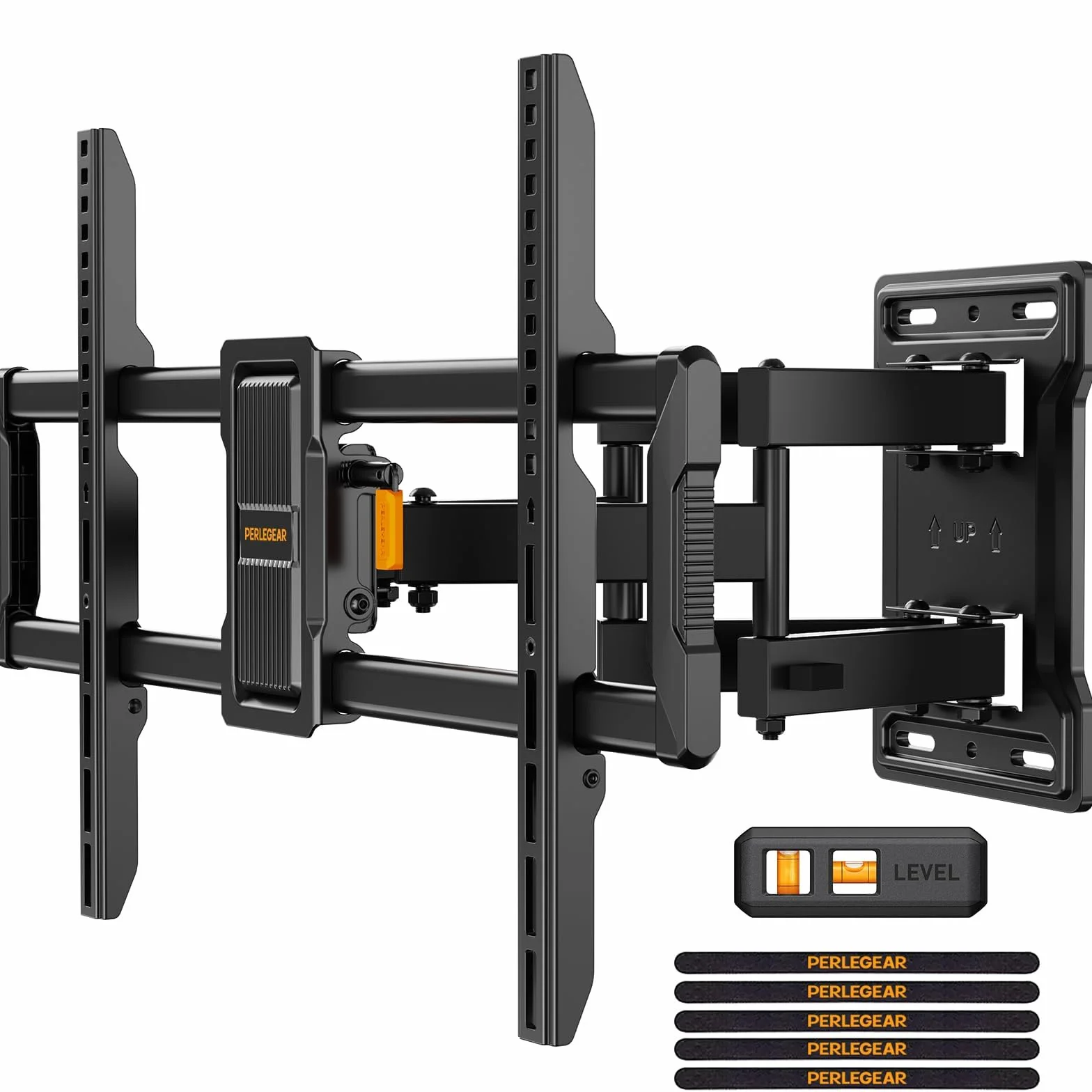 PERLEGEAR Soporte TV Pared Movimiento Completo 42-86 Pulgadas VESA 600x400mm 60kg Giro Inclinación sin Herramientas