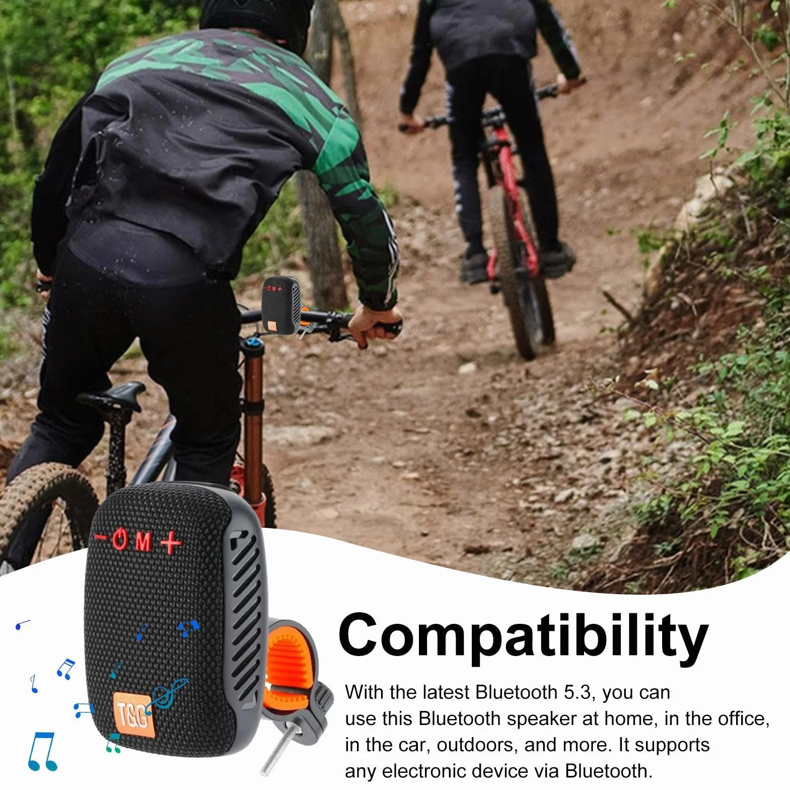 Receptor de montaje en barra para motocicleta: módulo de caje de música para paseo con batería recargable, equipo de música para viajes a prueba de agua, herramienta de transmisión en carreteras