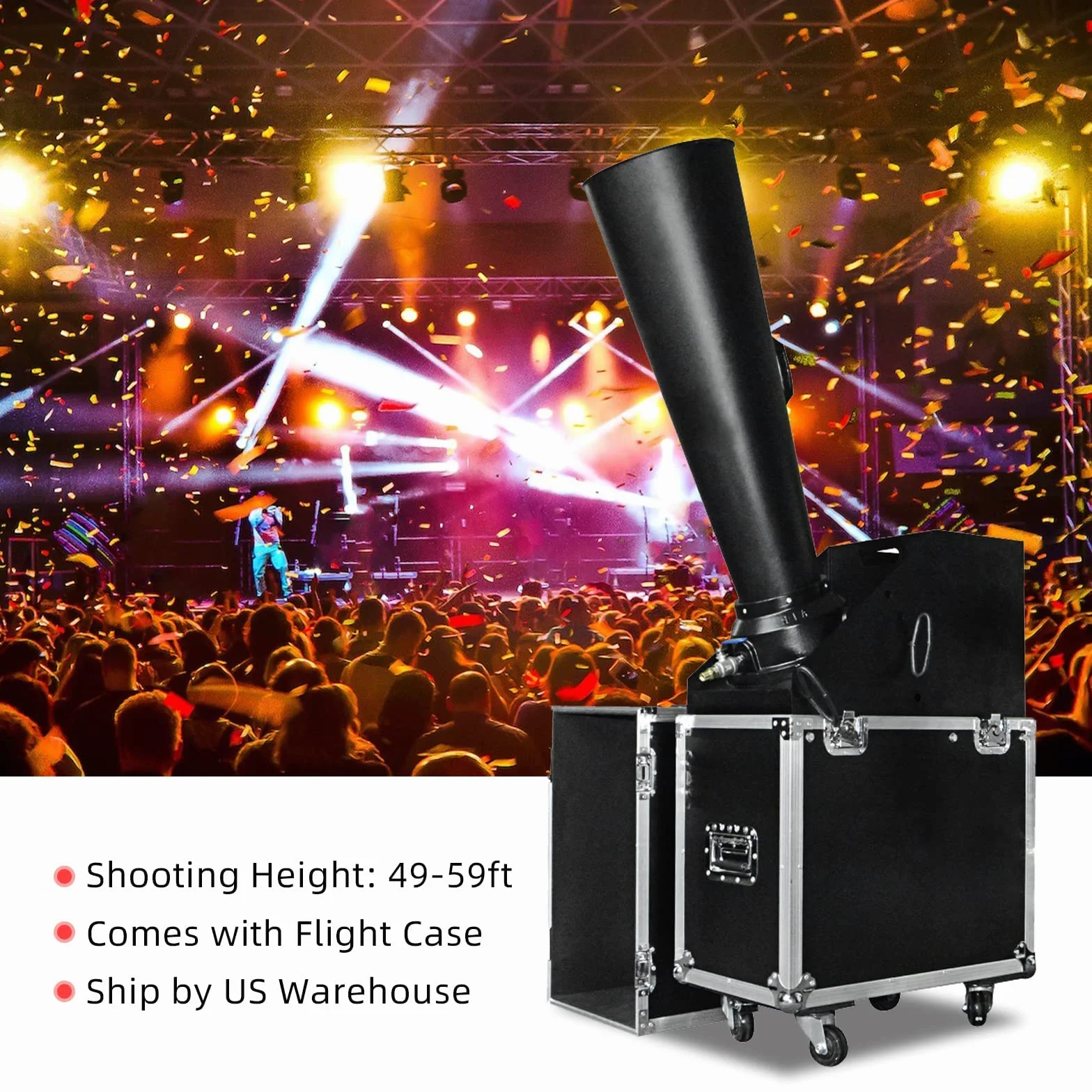 SONLED Máquina de cañón de Confeti Co2, Control Manual con Caja de Vuelo, cañón de Confeti de Boda para Discoteca, Fiesta en Escenario