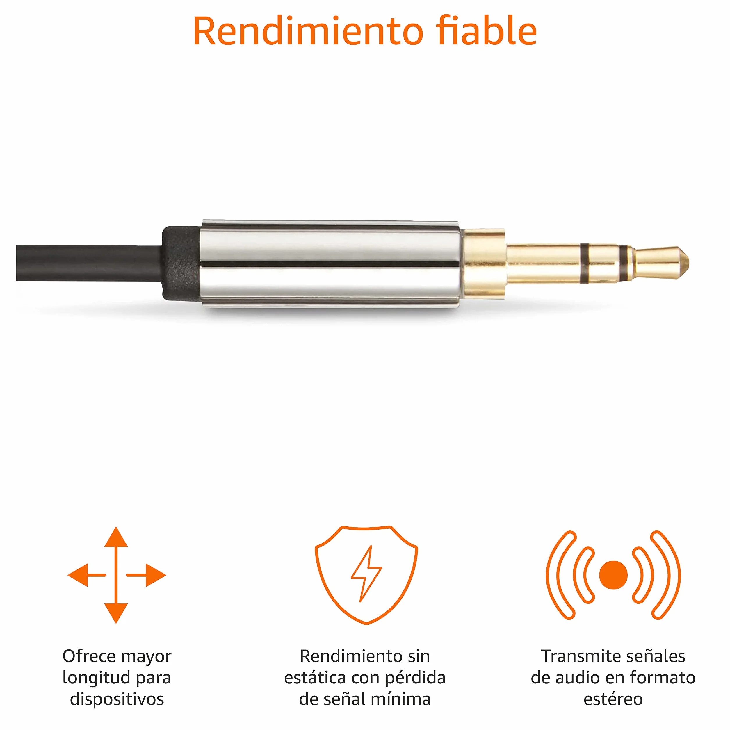 Amazon Basics Cable de audio estéreo Auxiliar 3,5 mm macho a macho 1,2 m Negro