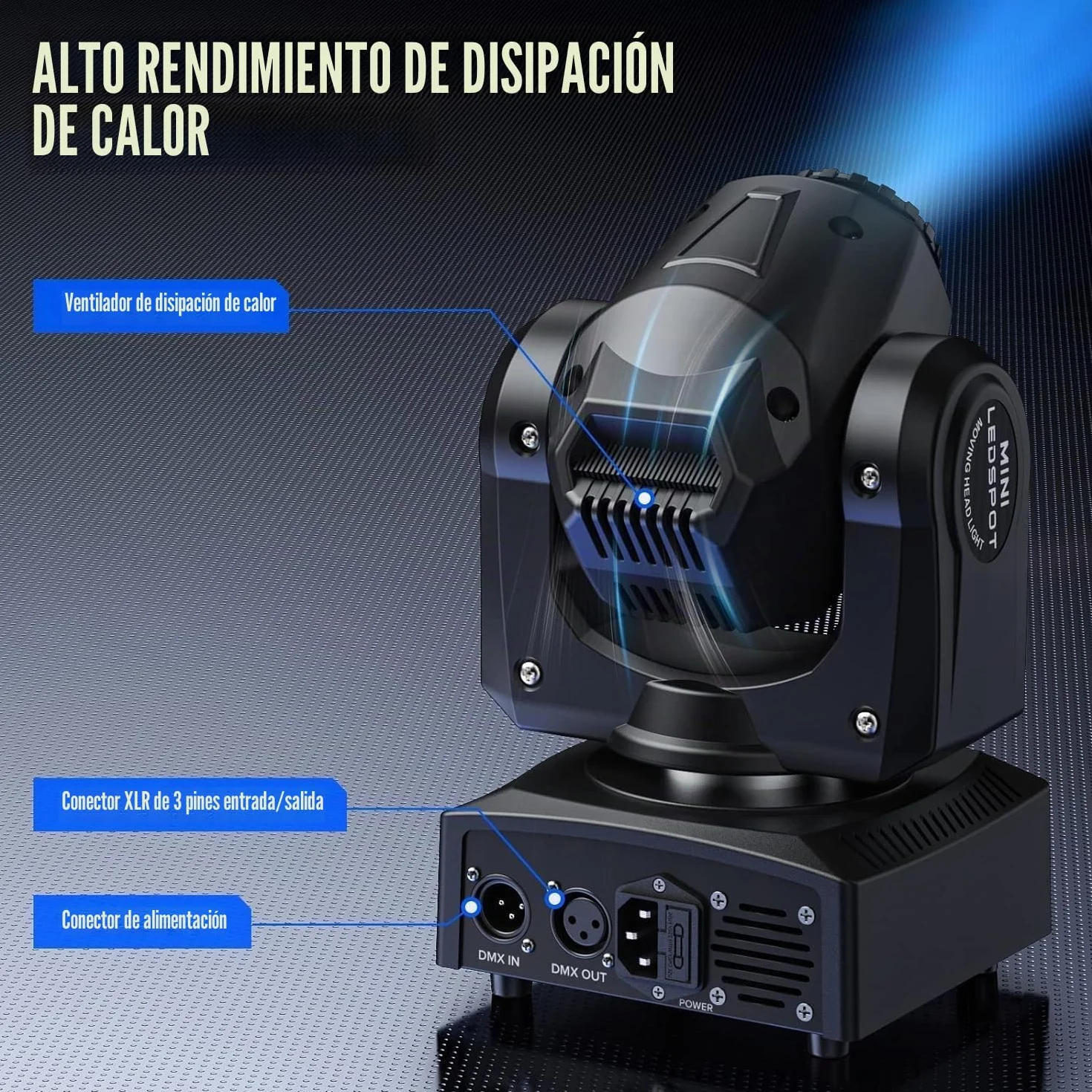 UKing Cabezas Moviles LED 50W Luz de Escenario DMX 512 RGBW Iluminacion DJ Moving Head Foco Luces de la Etapa 9/11 Canales Luces discoteca para KTV, Bar, Club, Fiesta, Boda