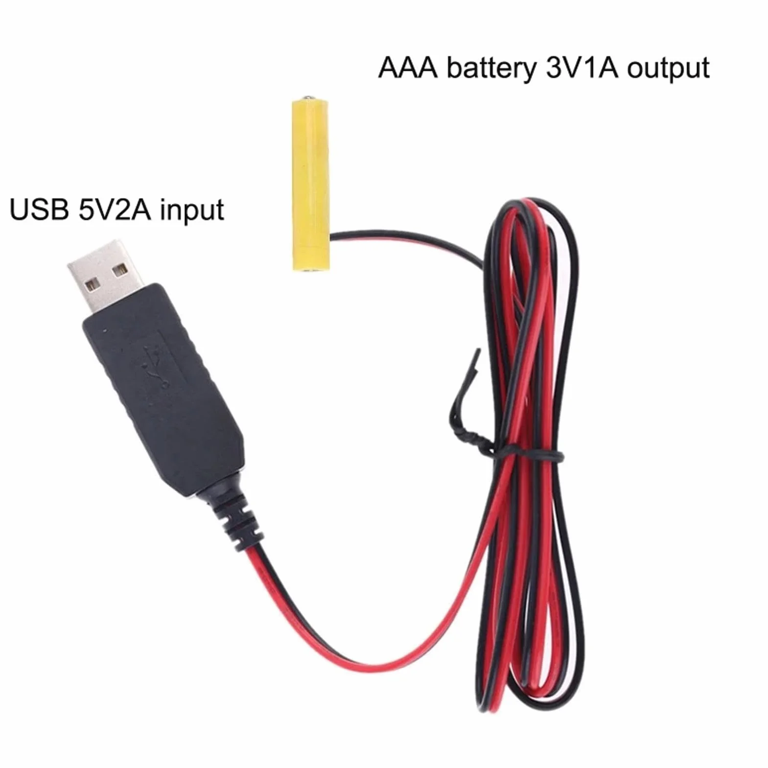Batería eliminato-r, adaptador de batería, eliminadores de batería AA de 5 V a 3 V, convertidor de batería con cable USB de 1 m, adaptador de alimentación de batería, sustituye a pilas AA/AAA para