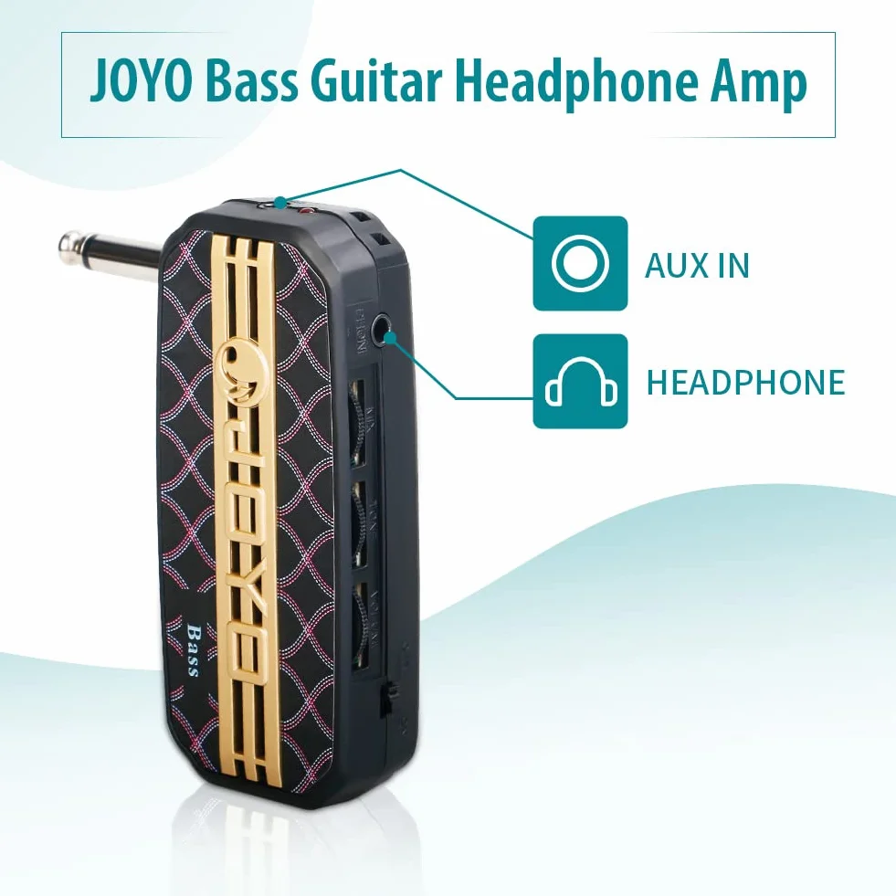 JOYO Amplificador de bolsillo para auriculares para bajo y guitarra, mini amplificador de práctica con entrada auxiliar (JA-03B)