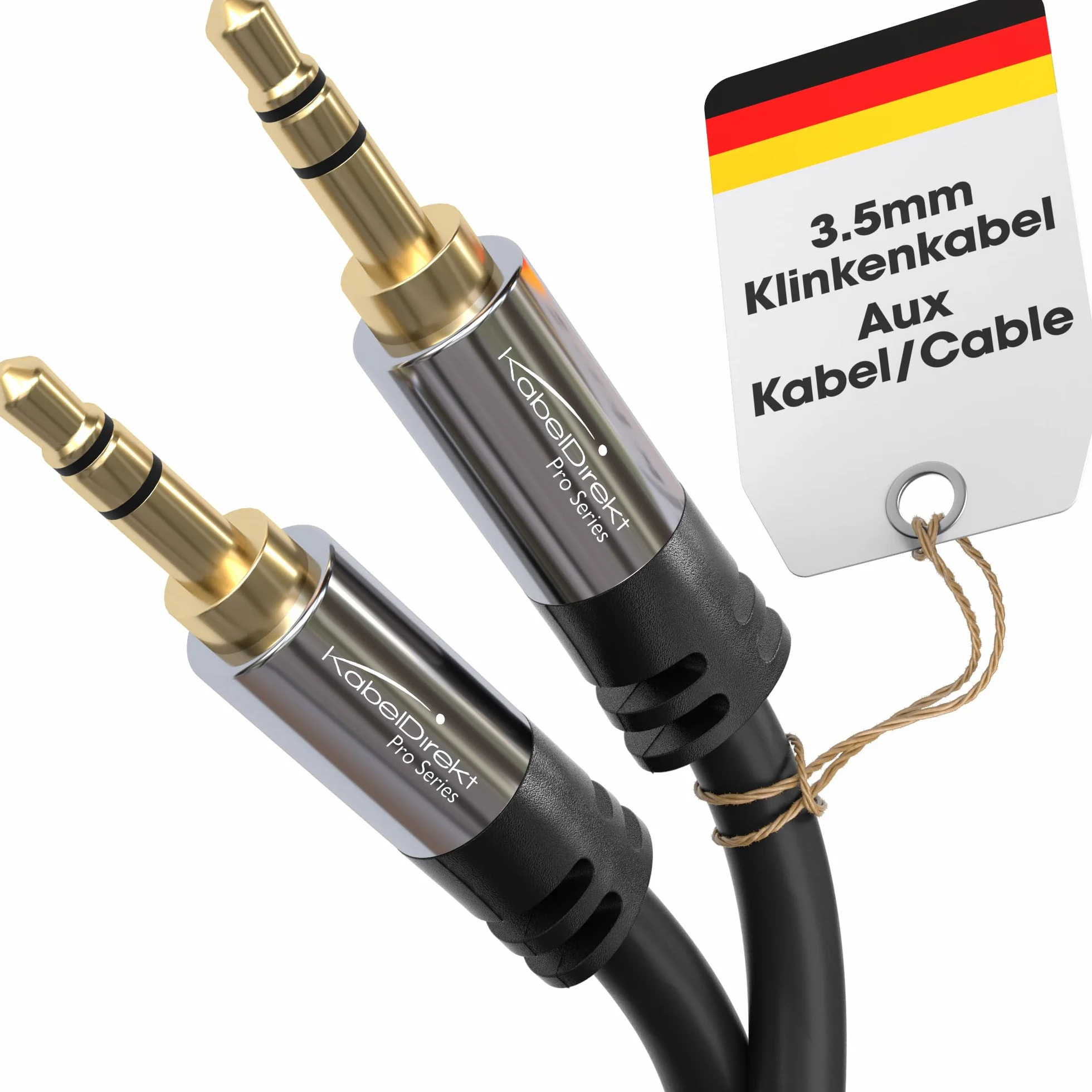 KabelDirekt – Cable Jack 3,5mm – 0,5m – Conectores Metálicos – Disponible en 0,3-10m (Cable de Audio/Mini Jack 3.5mm, Aux/Auxiliar, para Teléfono, PC/Portátil, Coche y HiFi, negro)